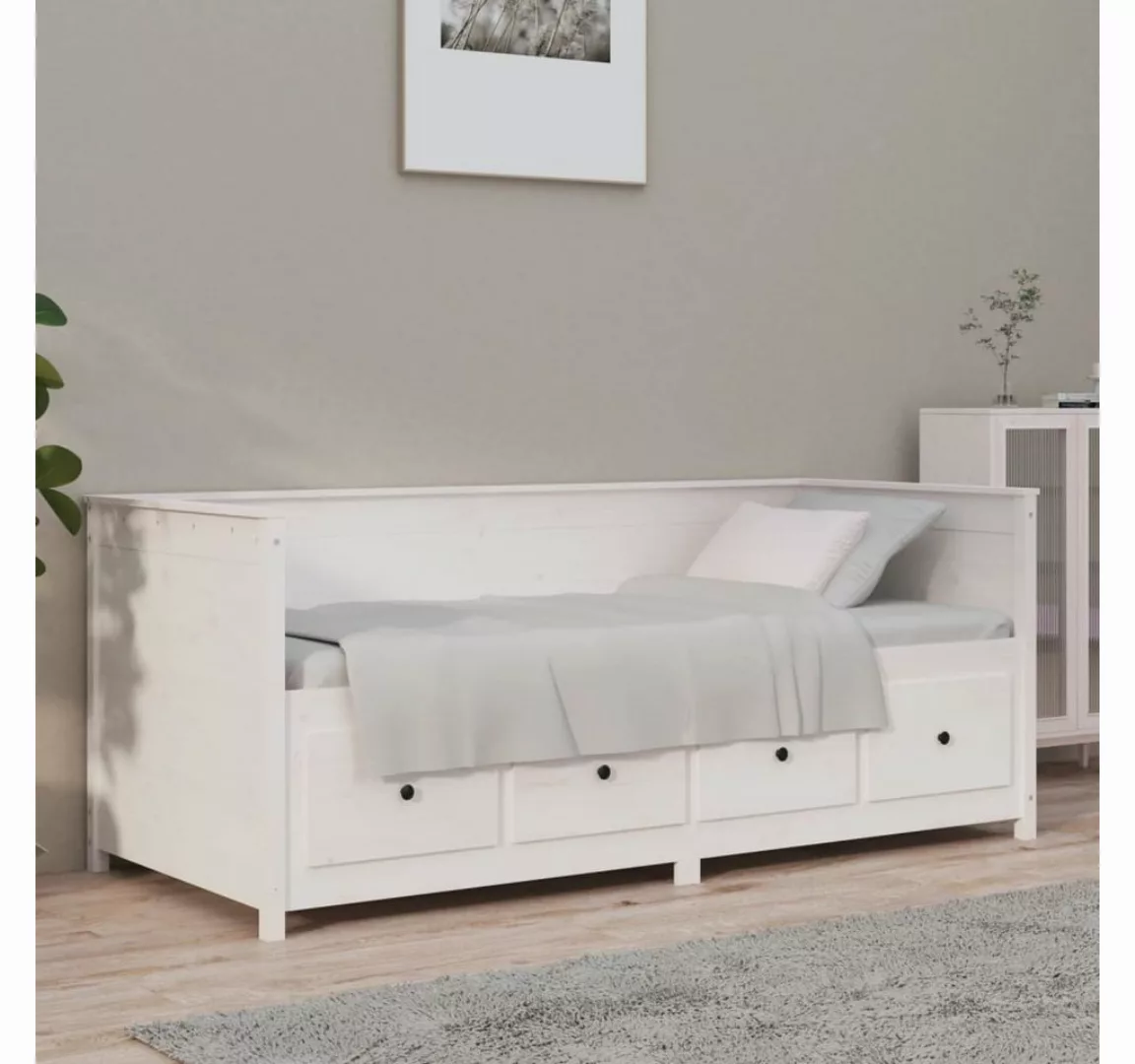 vidaXL Gästebett Tagesbett Gästebett Weiß 100x200 cm Massivholz Kiefer Bett günstig online kaufen