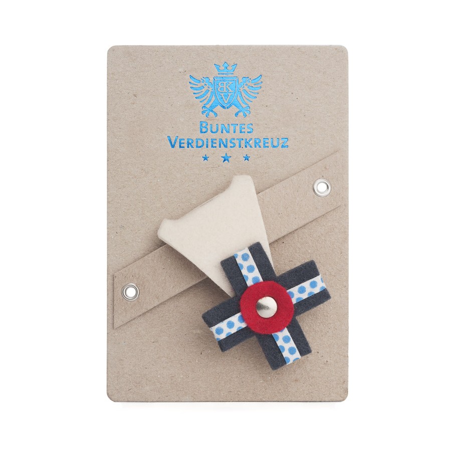 Buntes Verdienstkreuz aus Filz creme-graublau günstig online kaufen