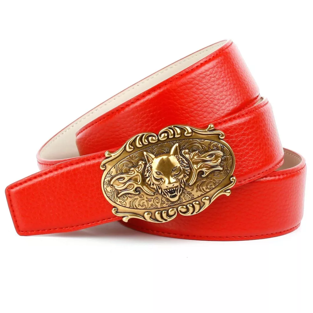 Anthoni Crown Ledergürtel, mit goldfarbener Dornschließe günstig online kaufen
