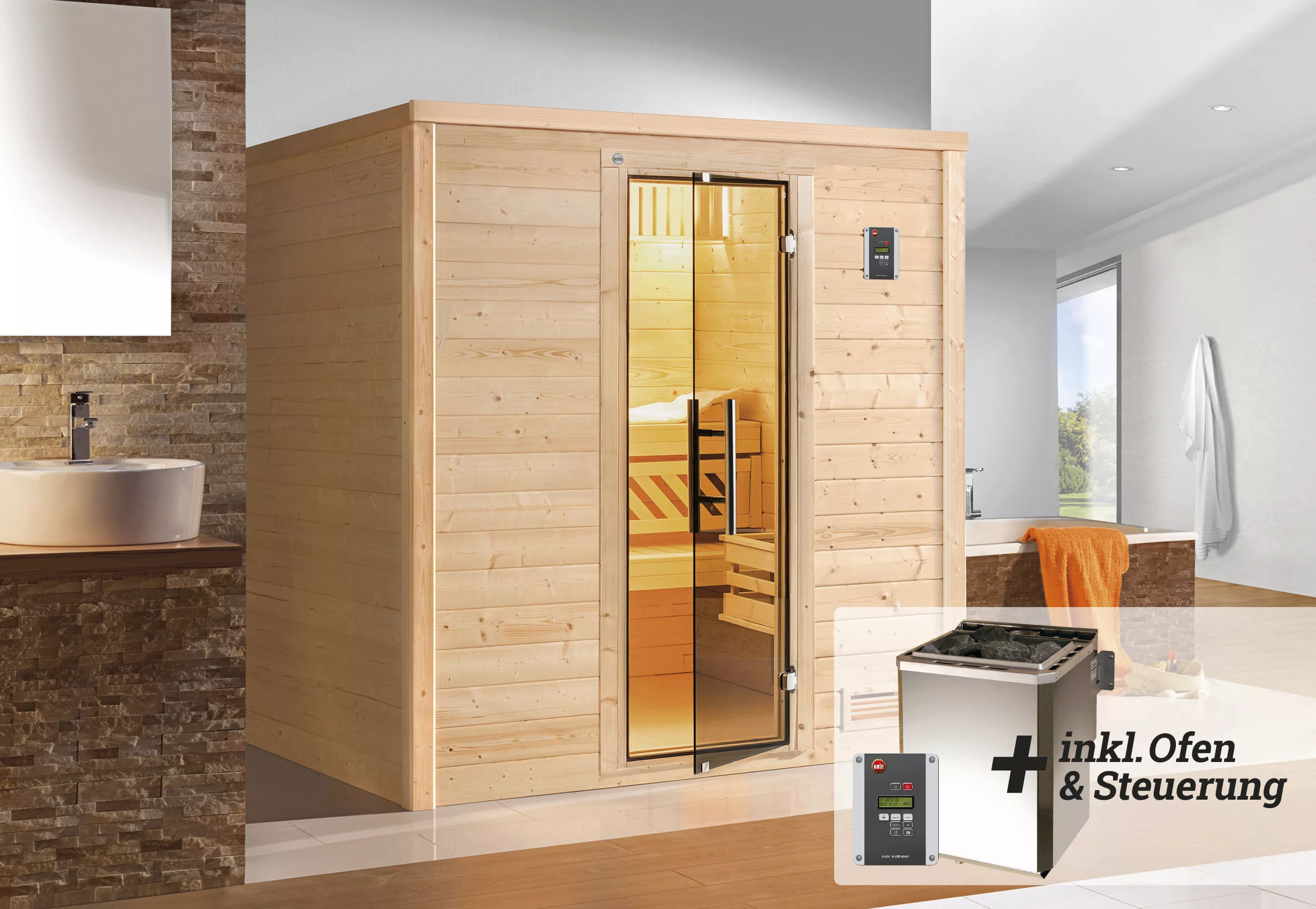 weka Sauna »Bergen«, (Set), 7,5 kW Bio-Ofen mit digitaler Steuerung günstig online kaufen