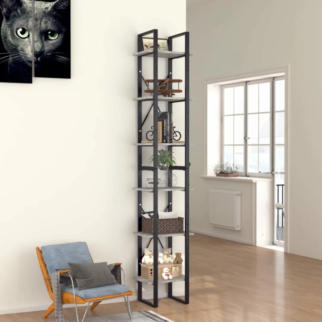 Bücherregal 6 Fecher Betongrau 40x30x210 Cm Spanplatte günstig online kaufen