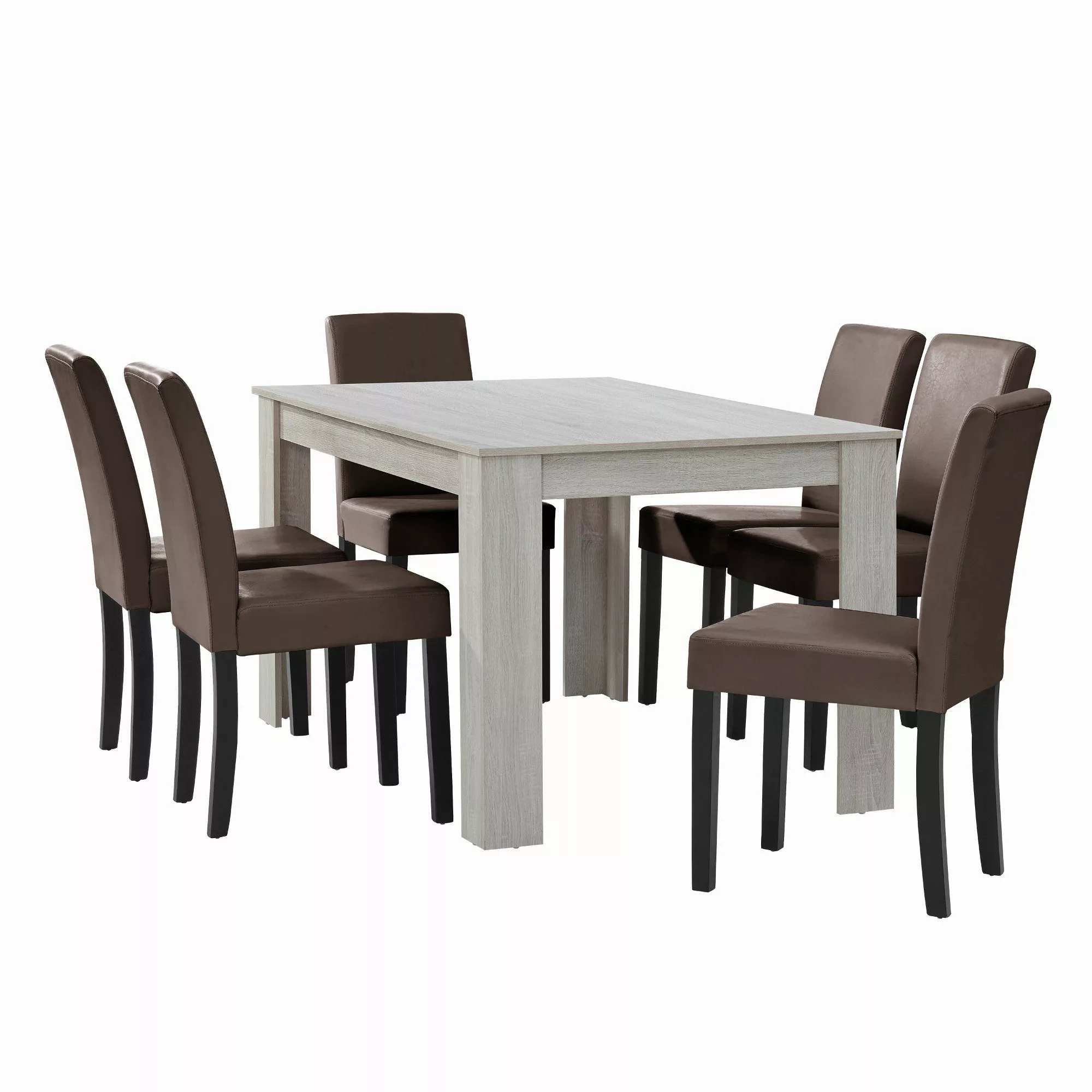 en.casa Essgruppe, (7-tlg., Esstisch mit 6 günstig online kaufen