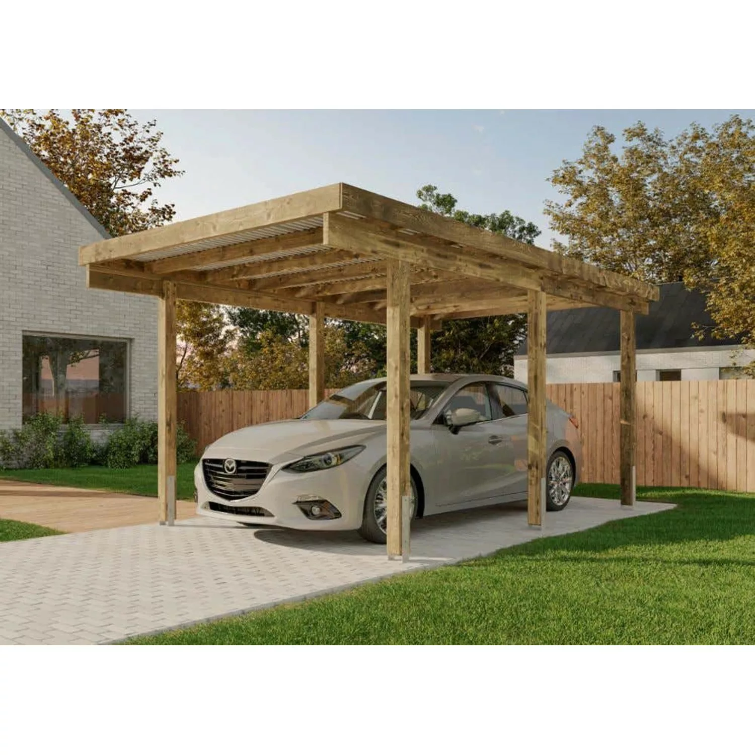 Alpholz Carport Sardinien Fichte KDI Grün B 304 cm x T 730 cm günstig online kaufen