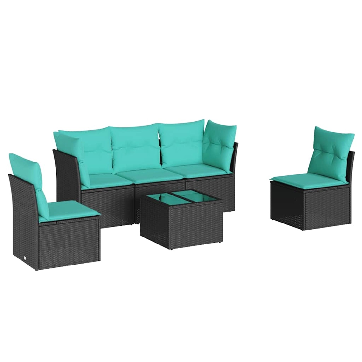 vidaXL 6-Tlg Garten-Sofagarnitur mit Kissen Schwarz Poly Rattan 3217357 günstig online kaufen