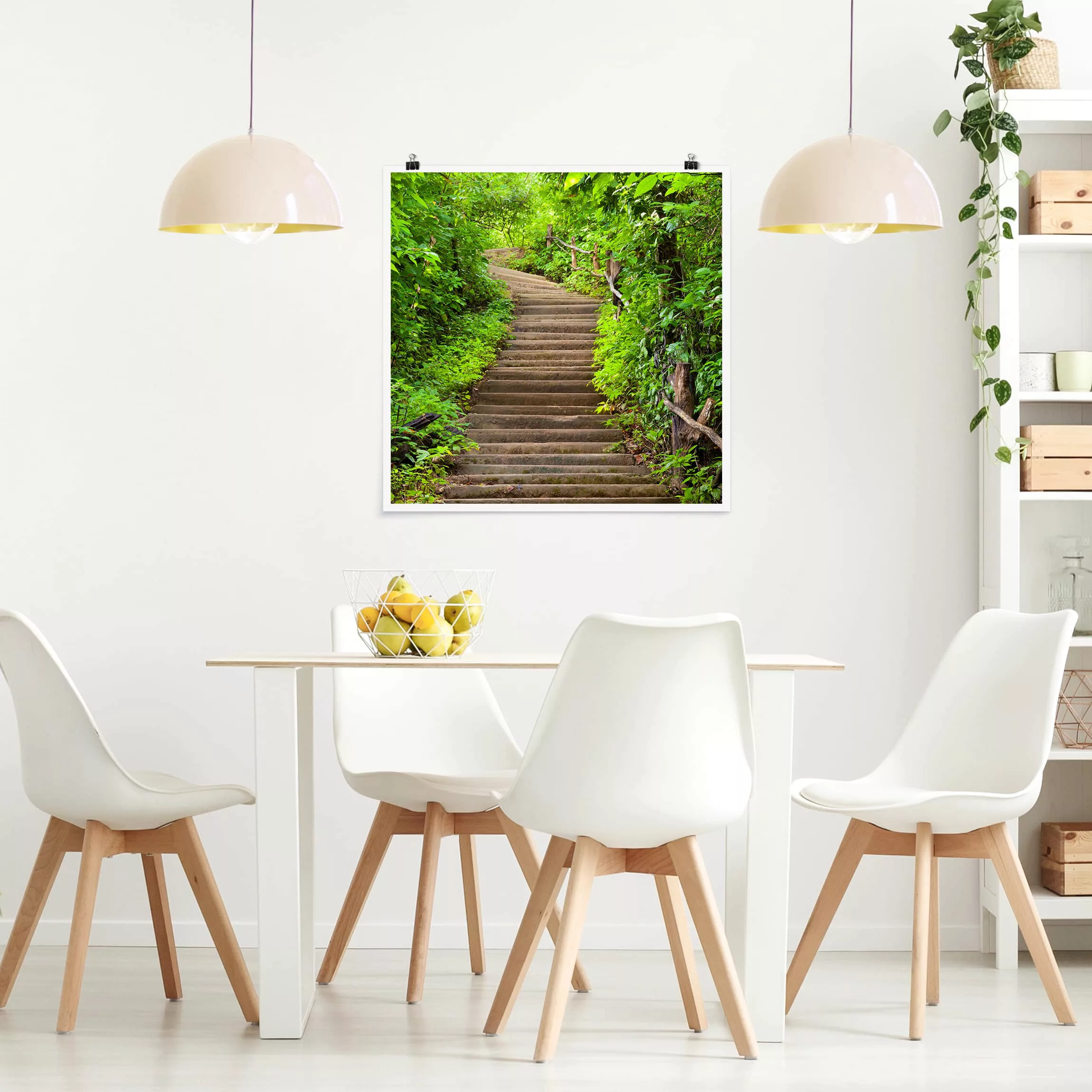 Poster Natur & Landschaft - Quadrat Treppenaufstieg im Wald günstig online kaufen
