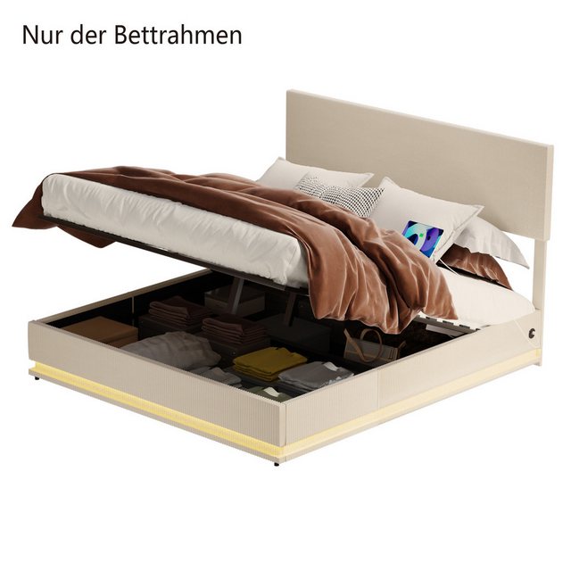 Gotagee Polsterbett Kinderbett Einzelbett Jugendbett mit Stauraum LED USB L günstig online kaufen