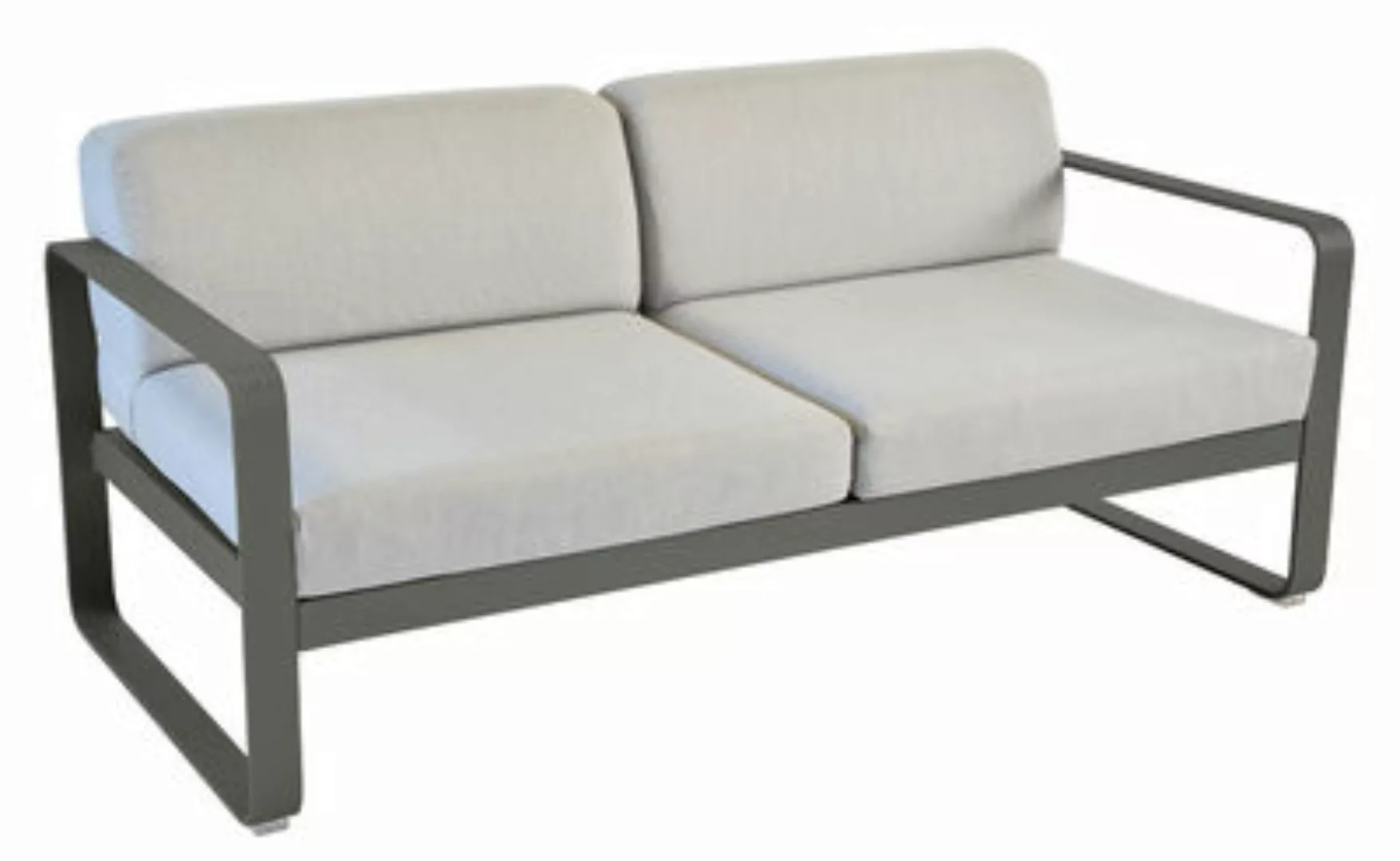 Gartensofa 2-Sitzer Bellevie metall textil grau beige 2-Sitzer / L 160 cm - günstig online kaufen