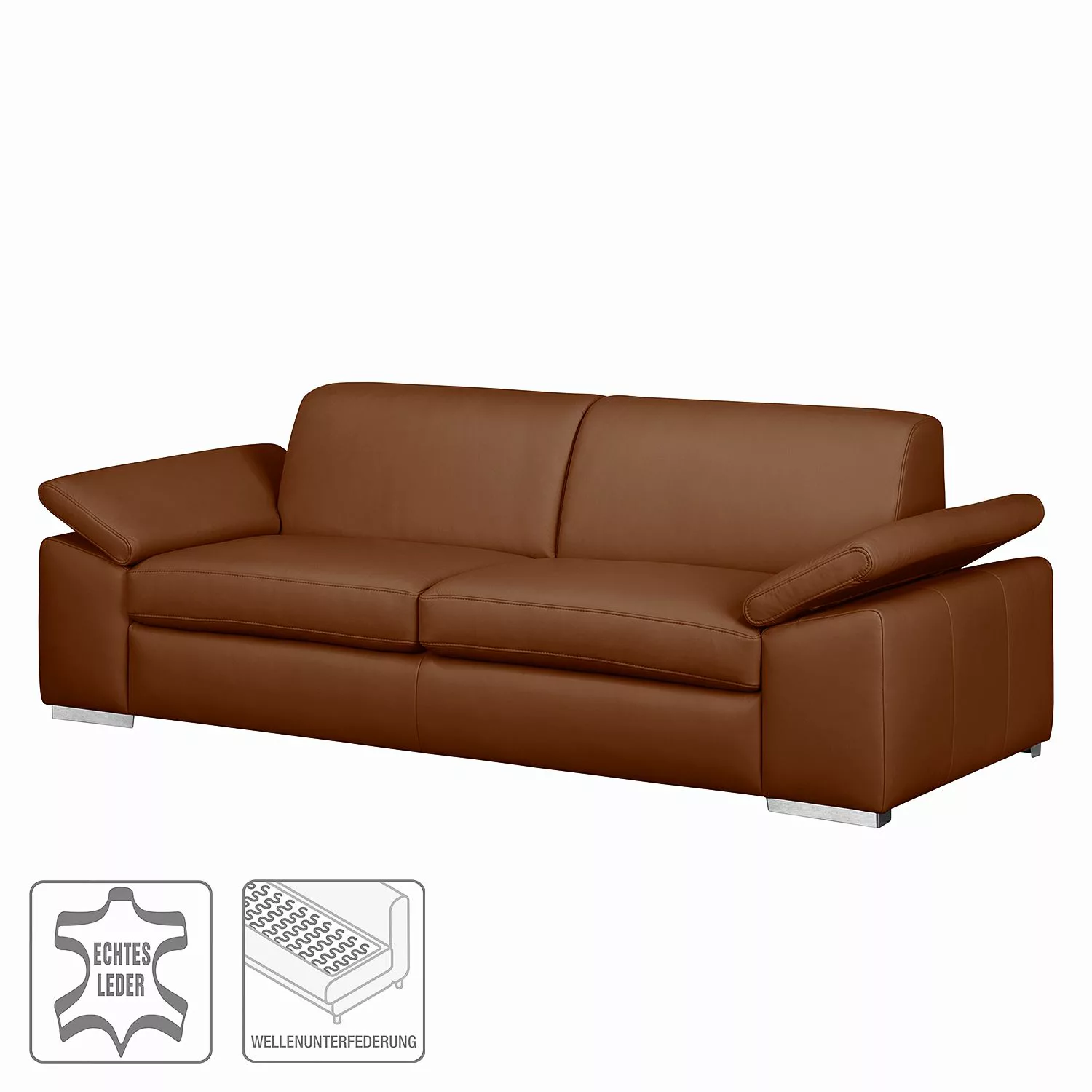 home24 Fredriks Sofa Termon I 3-Sitzer Mittelbraun Echtleder 232x82x90 cm ( günstig online kaufen