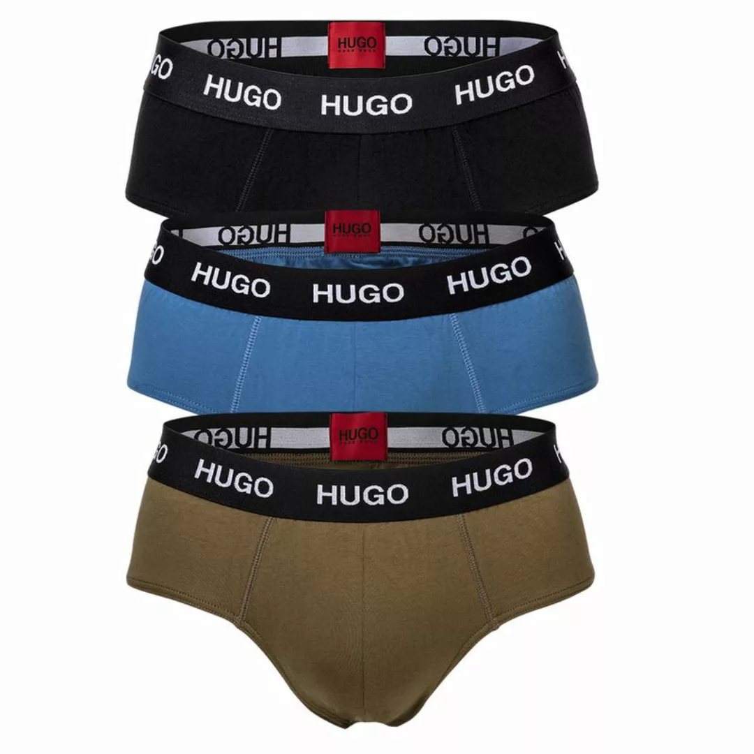 HUGO Herren Briefs, 3er Pack - Slips, Logobund, Cotton Stretch Schwarz/Blau günstig online kaufen