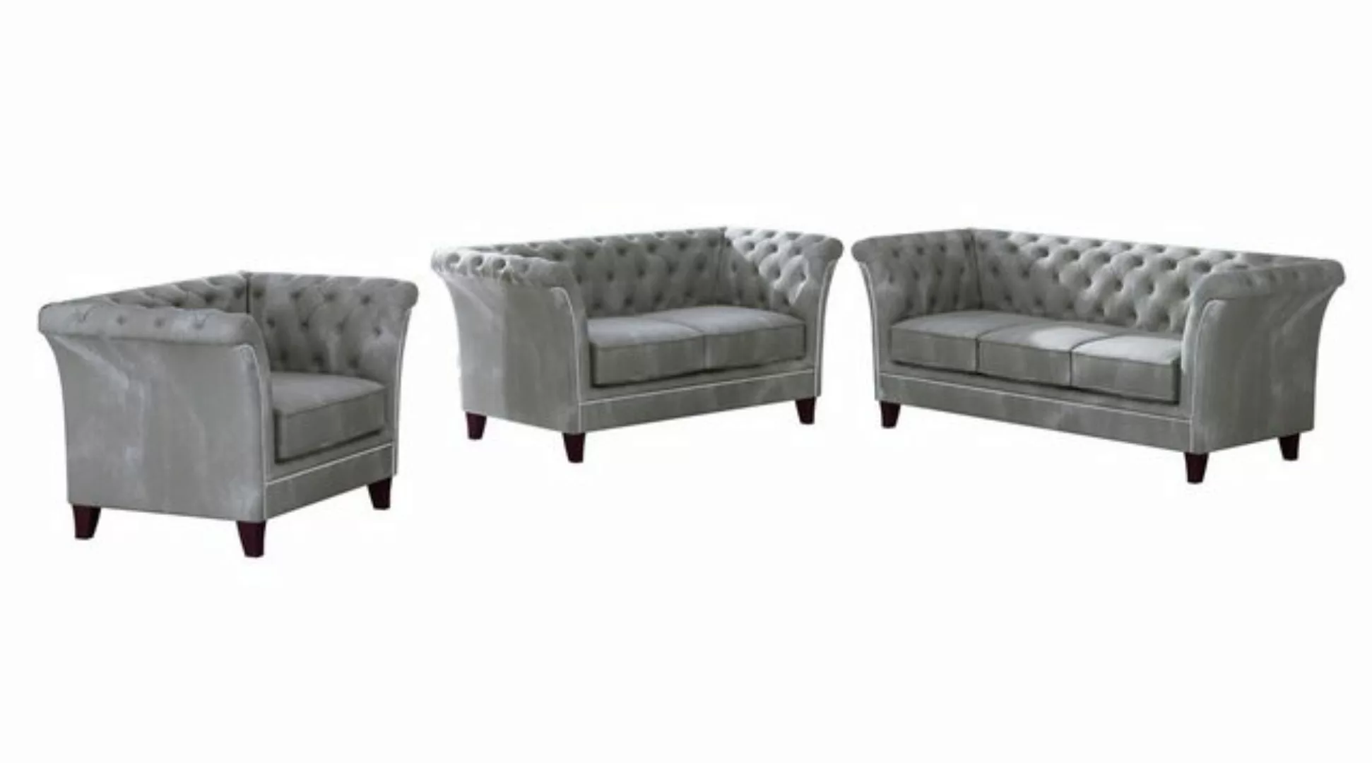 S-Style Möbel Polstergarnitur Chesterfield Rainsburg 3+2+1 aus Samt-Stoff m günstig online kaufen