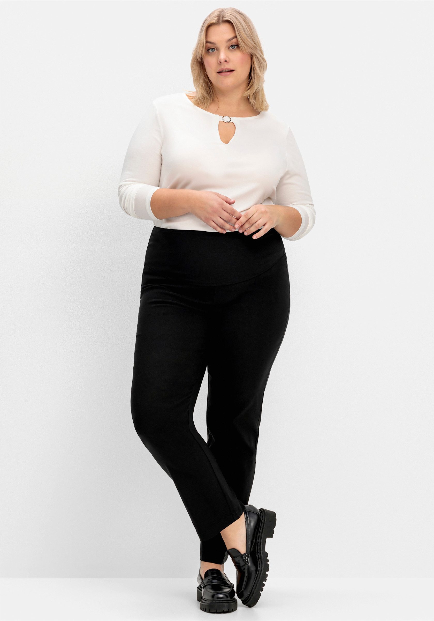 Sheego Jerseyhose Schlupfhose Innenbeinlänge ca. 81 günstig online kaufen