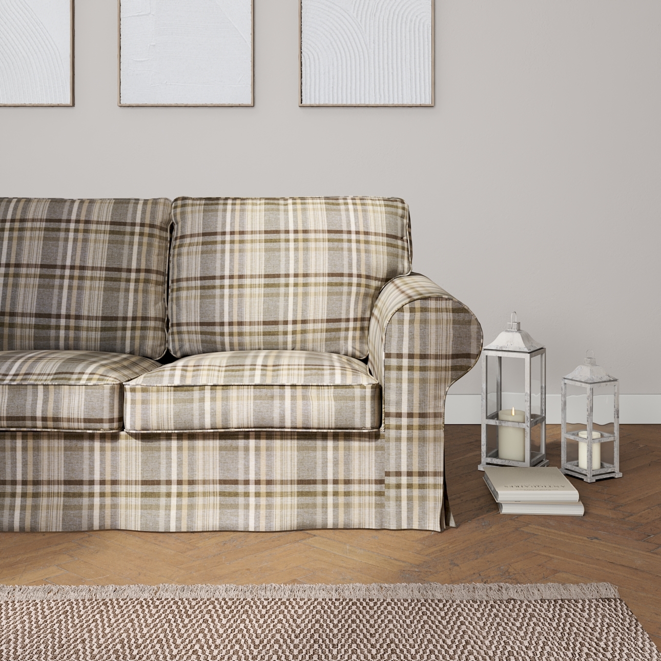 Bezug für Ektorp 2-Sitzer Schlafsofa ALTES Modell, braun- beige, Sofabezug günstig online kaufen