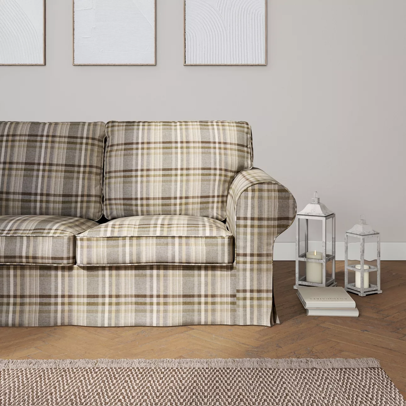Bezug für Ektorp 2-Sitzer Schlafsofa NEUES Modell, braun- beige, Sofabezug günstig online kaufen