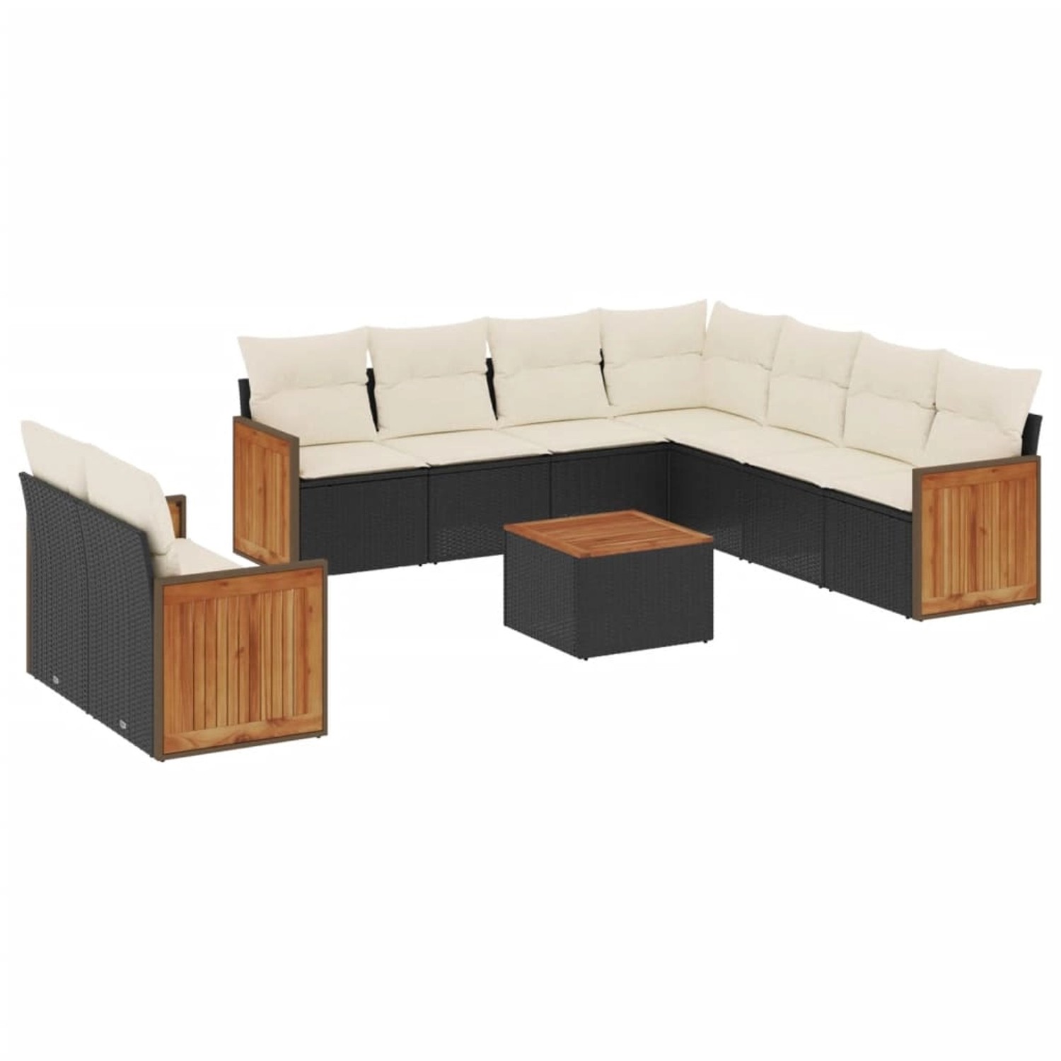 vidaXL 10-Tlg Garten-Sofagarnitur mit Kissen Schwarz Poly Rattan 3260187 günstig online kaufen