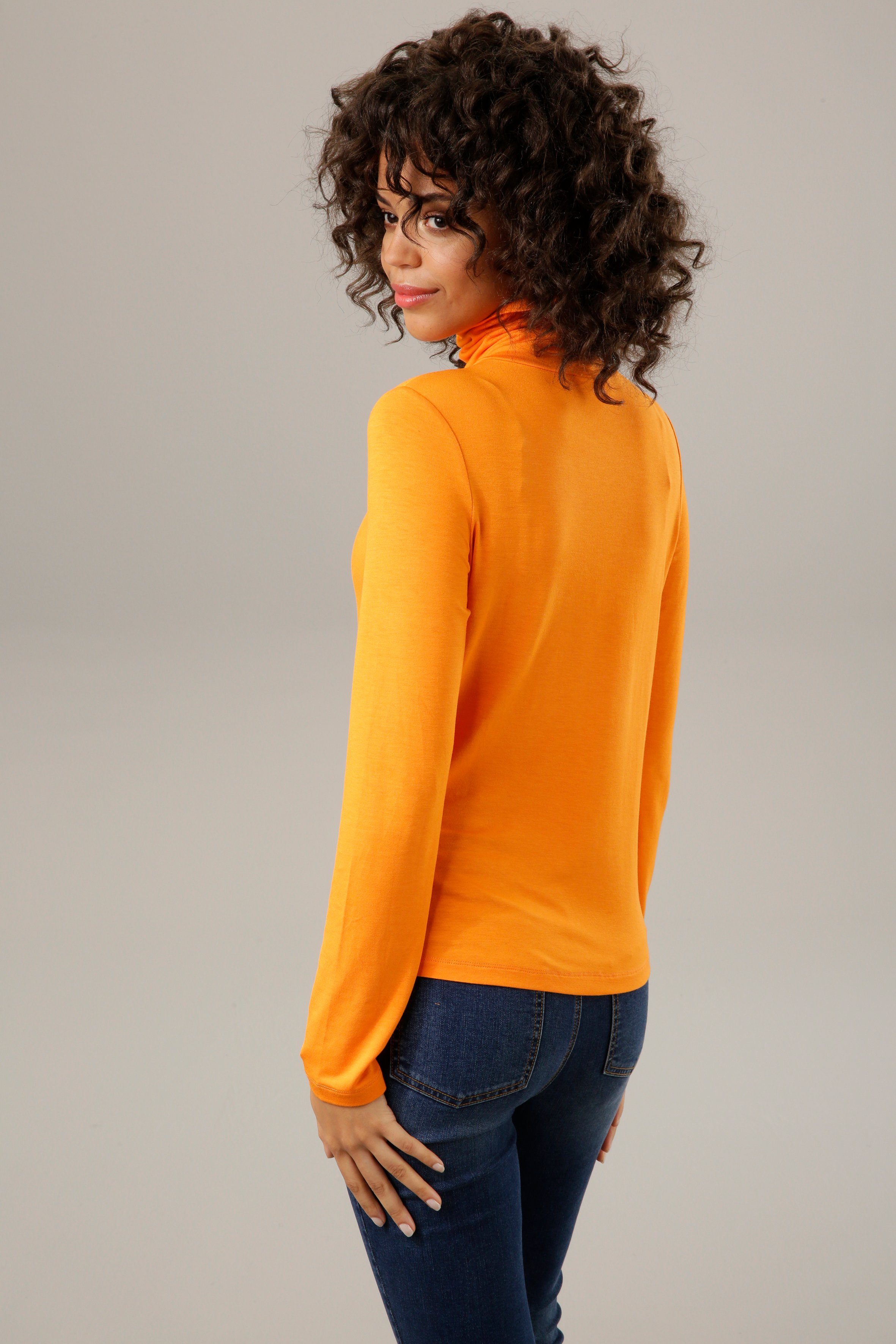 Aniston CASUAL Rollkragenshirt in schwarz-bunt-bedruckt oder günstig online kaufen
