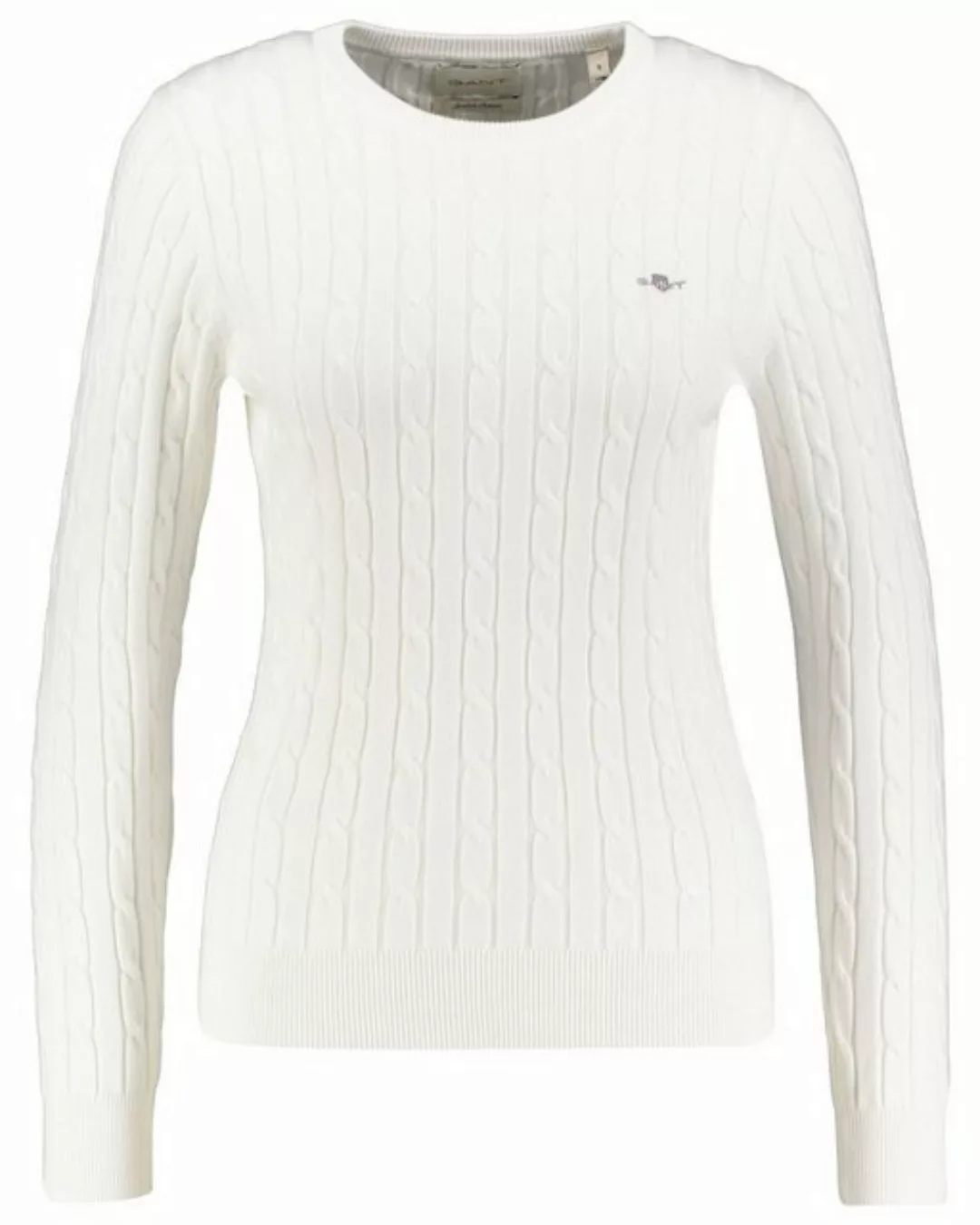 Gant Strickpullover Damen Strickpullover mit Zopfmuster Slim Fit (1-tlg) günstig online kaufen