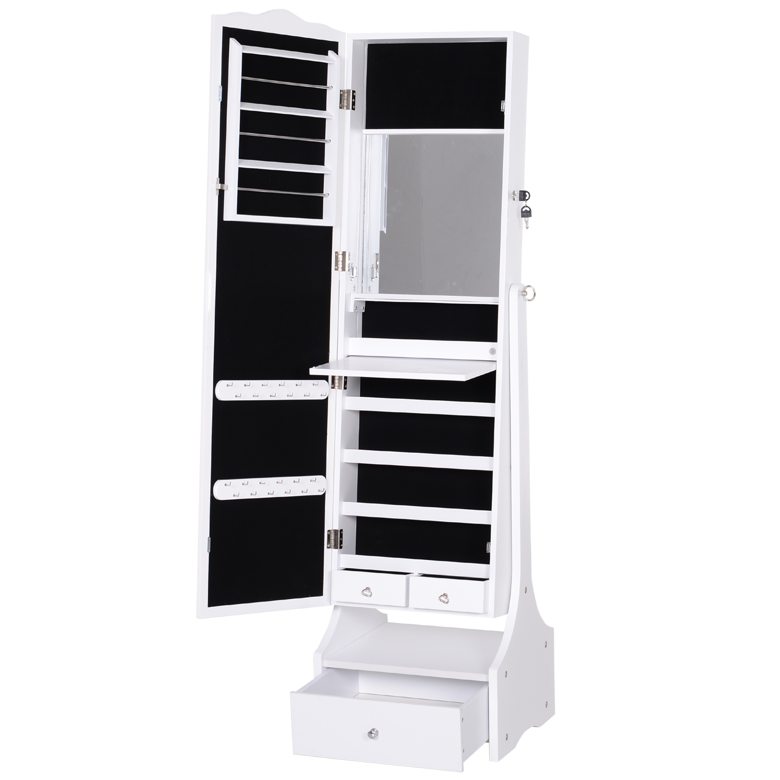 HOMCOM LED Schmuckschrank mit Spiegel und Schubladensockel Schmuck- und Acc günstig online kaufen