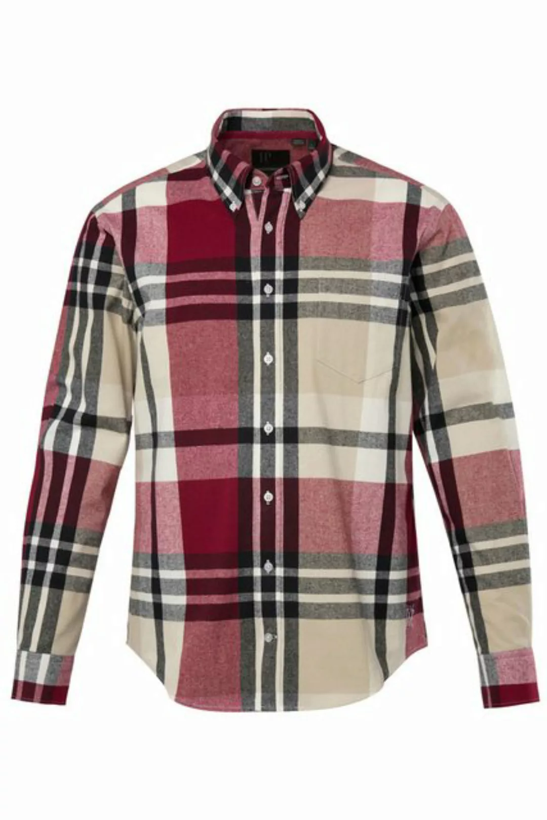 JP1880 Businesshemd Karo-Flanellhemd Langarm Buttondown-Kragen günstig online kaufen