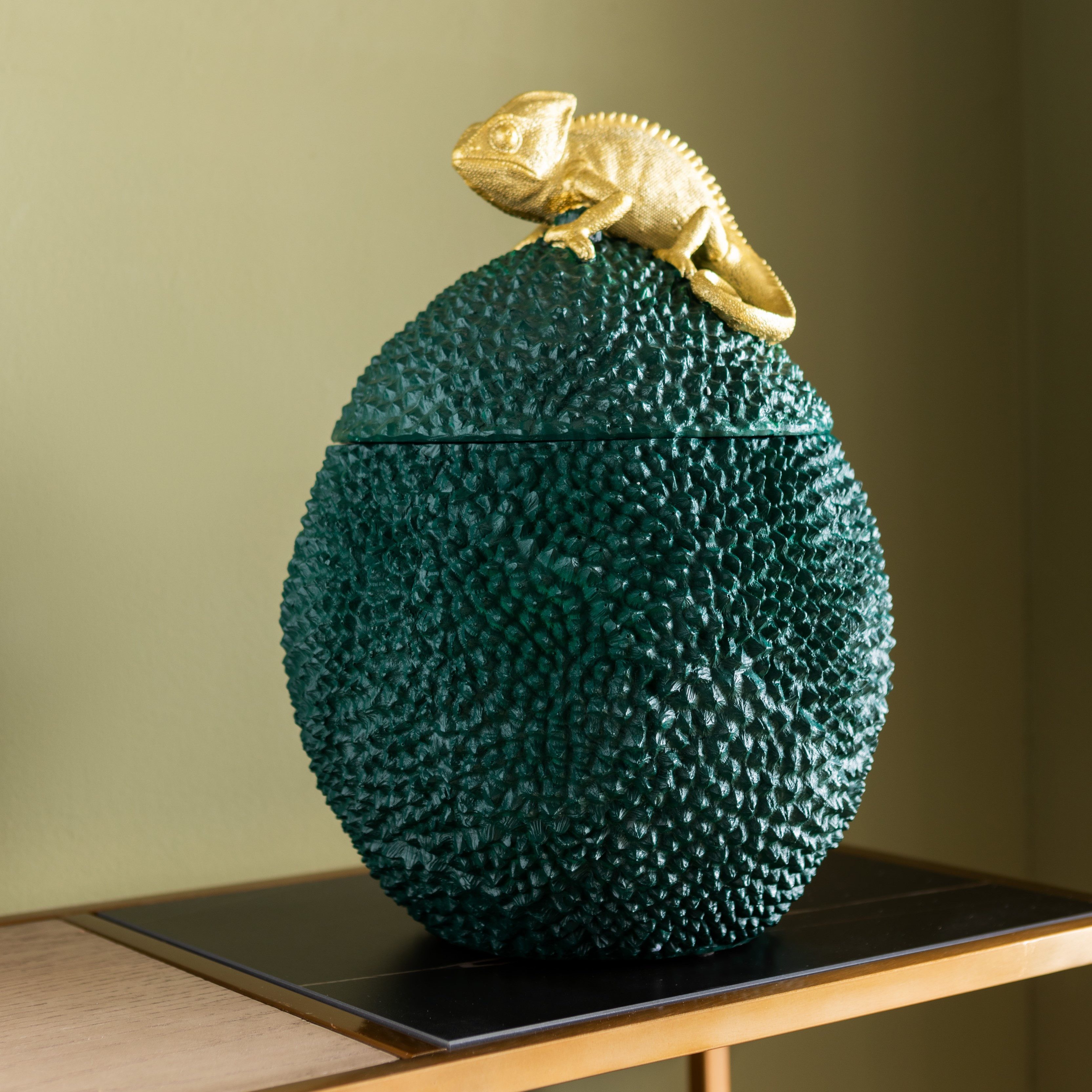 KARE Deko-Dose Chameleon, Höhe 34 cm, dunkelgrün, gold günstig online kaufen