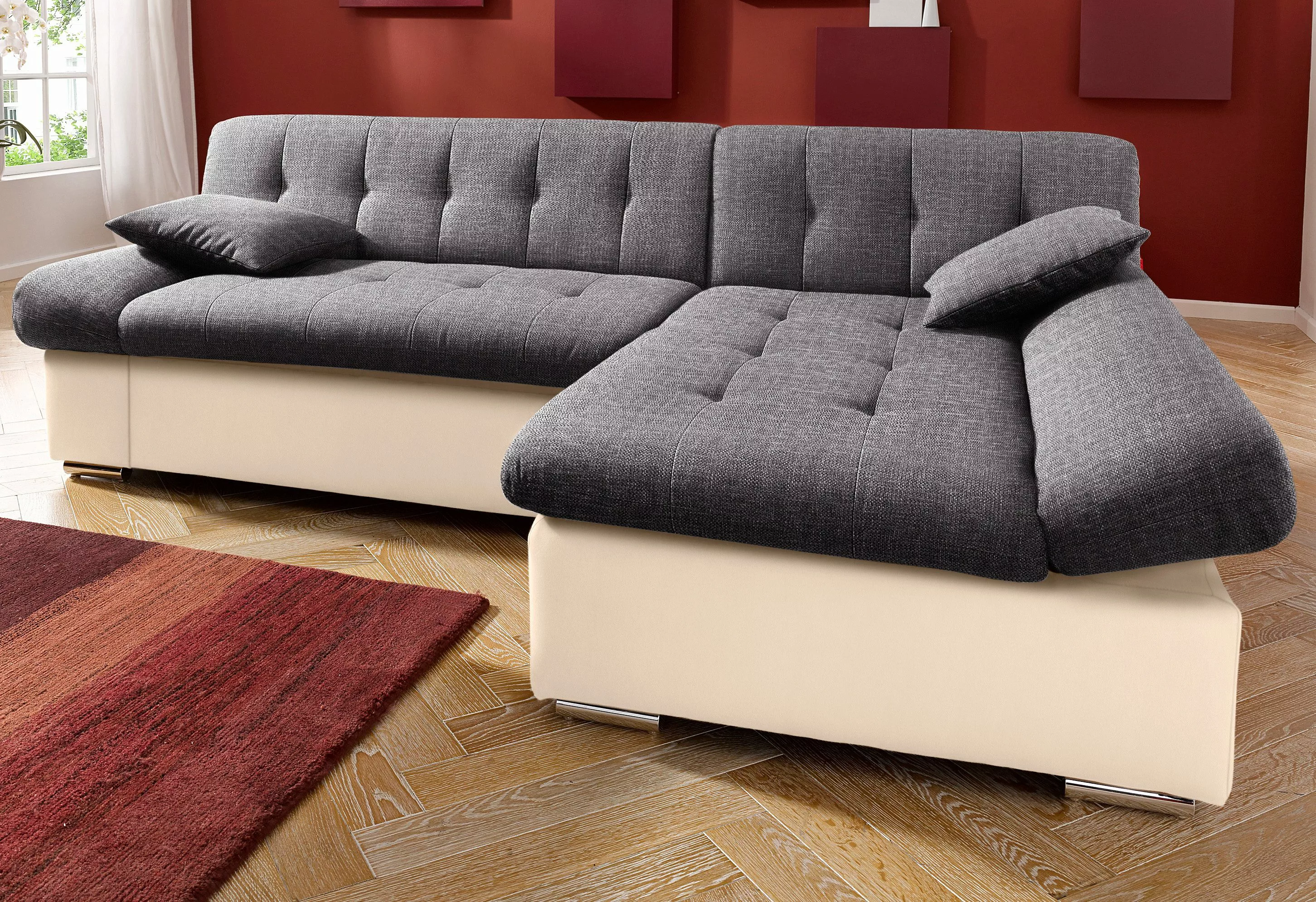 TRENDMANUFAKTUR Ecksofa "Reggae, modern und bequem, aktueller Materialmix, günstig online kaufen