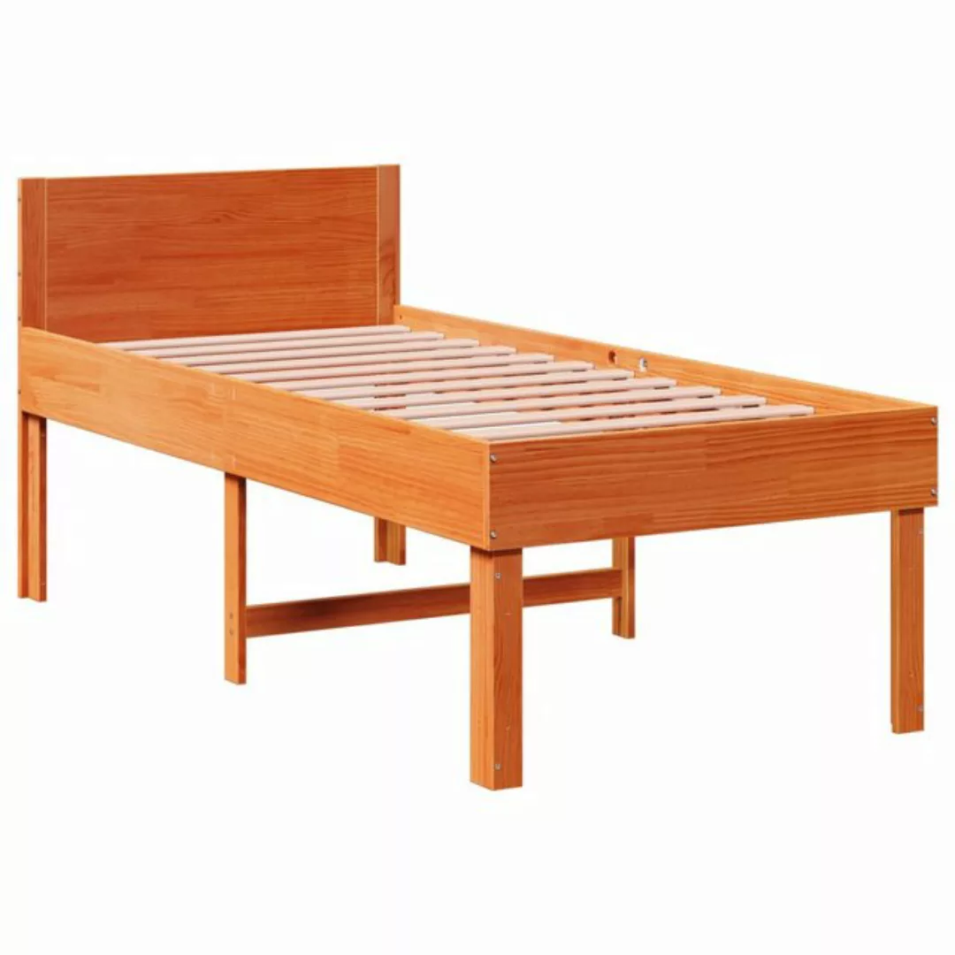 vidaXL Bett Massivholzbett ohne Matratze Wachsbraun 75x190 cm Kiefernholz günstig online kaufen