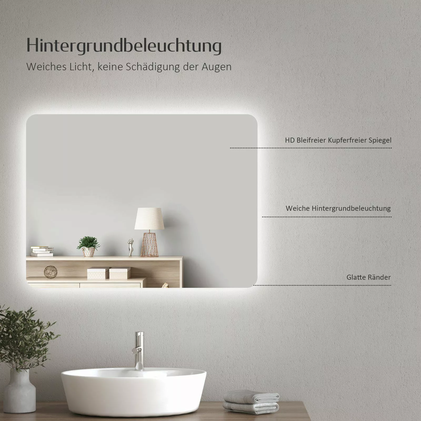 EMKE LED-Lichtspiegel Wandspiegel mit Beleuchtung LED günstig online kaufen