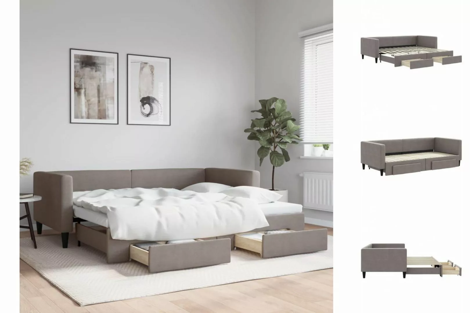 vidaXL Gästebett Gästebett Tagesbett Ausziehbar mit Schubladen Taupe 90x200 günstig online kaufen