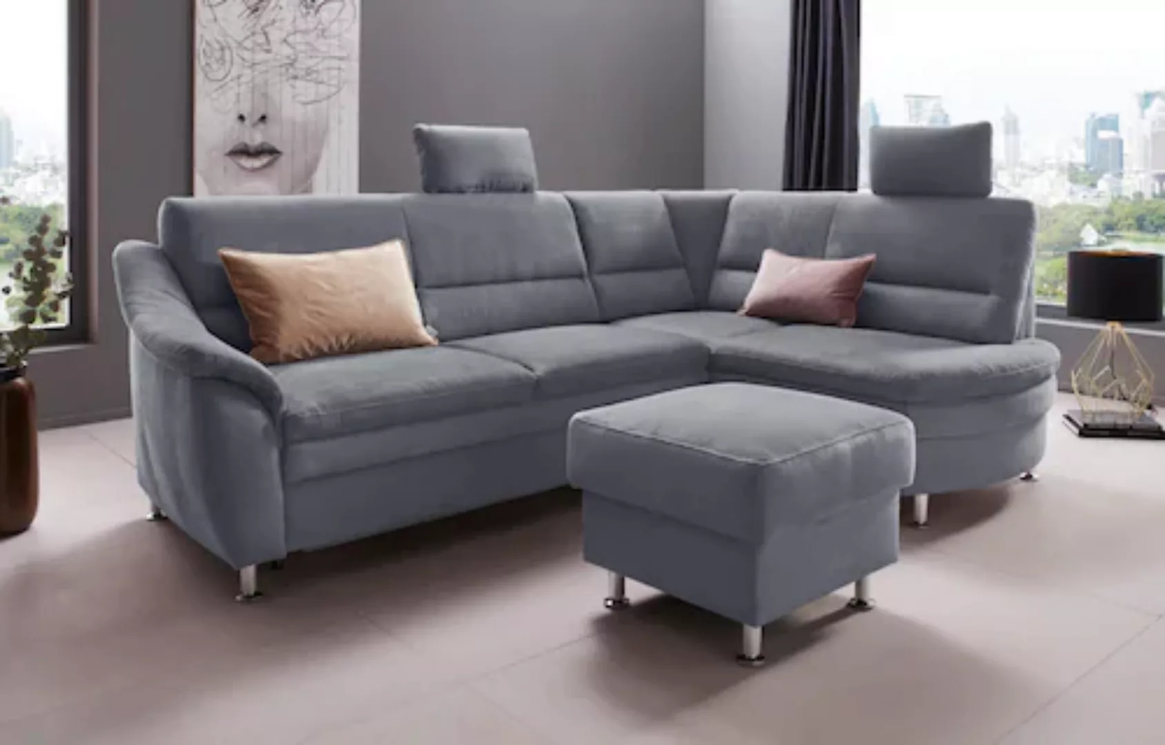 Places of Style Ecksofa »Cardoso L-Form«, Federkern, wahlweise mit Bett, Sc günstig online kaufen