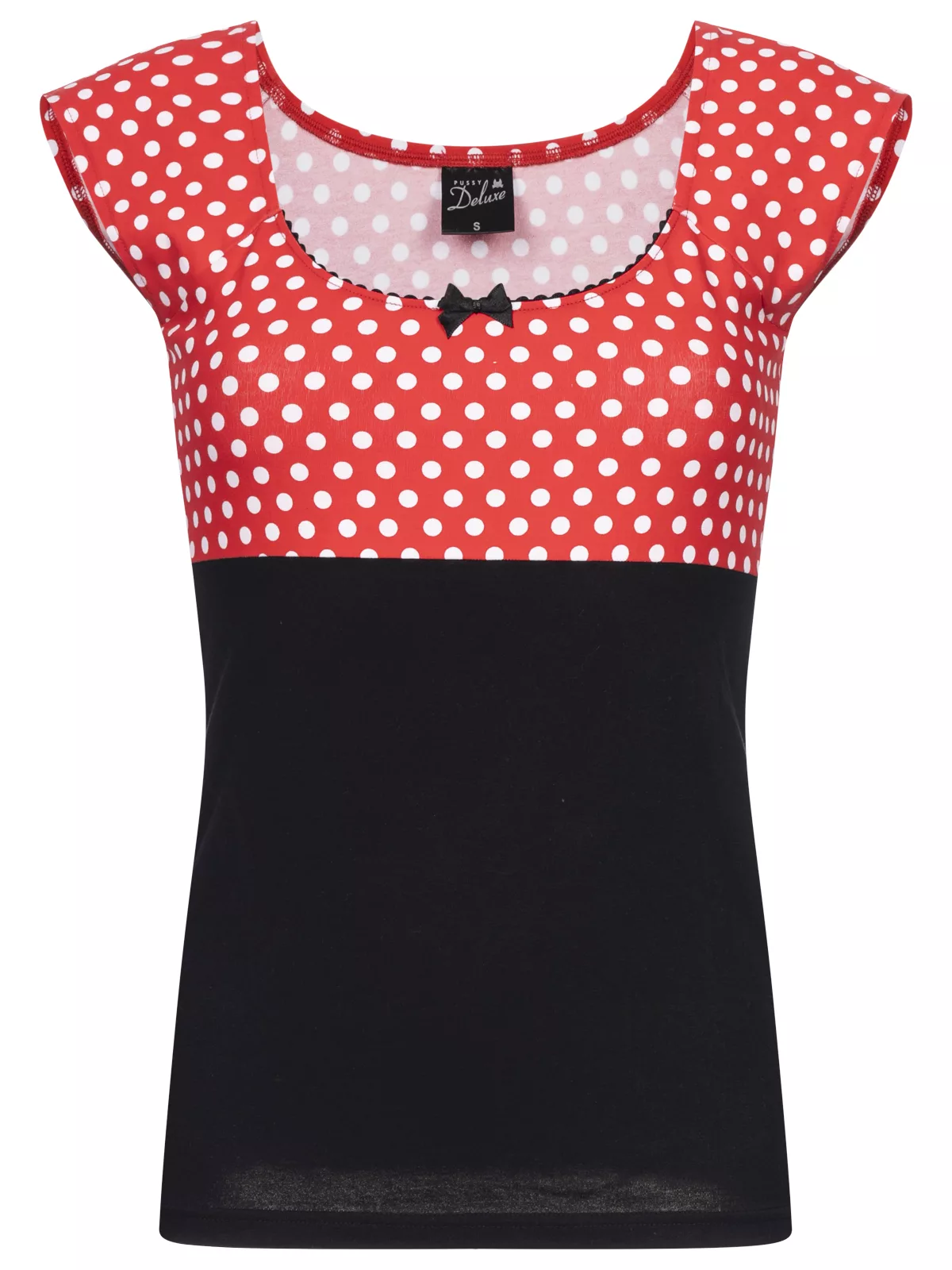 Pussy Deluxe  Red Dots Basic Shirt schwarz / rot allover günstig online kaufen