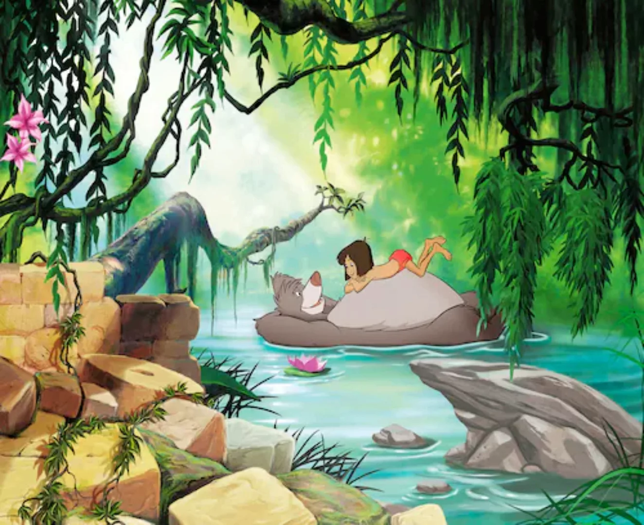 Komar Fototapete Jungle book swimming with Baloo  368 x 254 cm günstig online kaufen