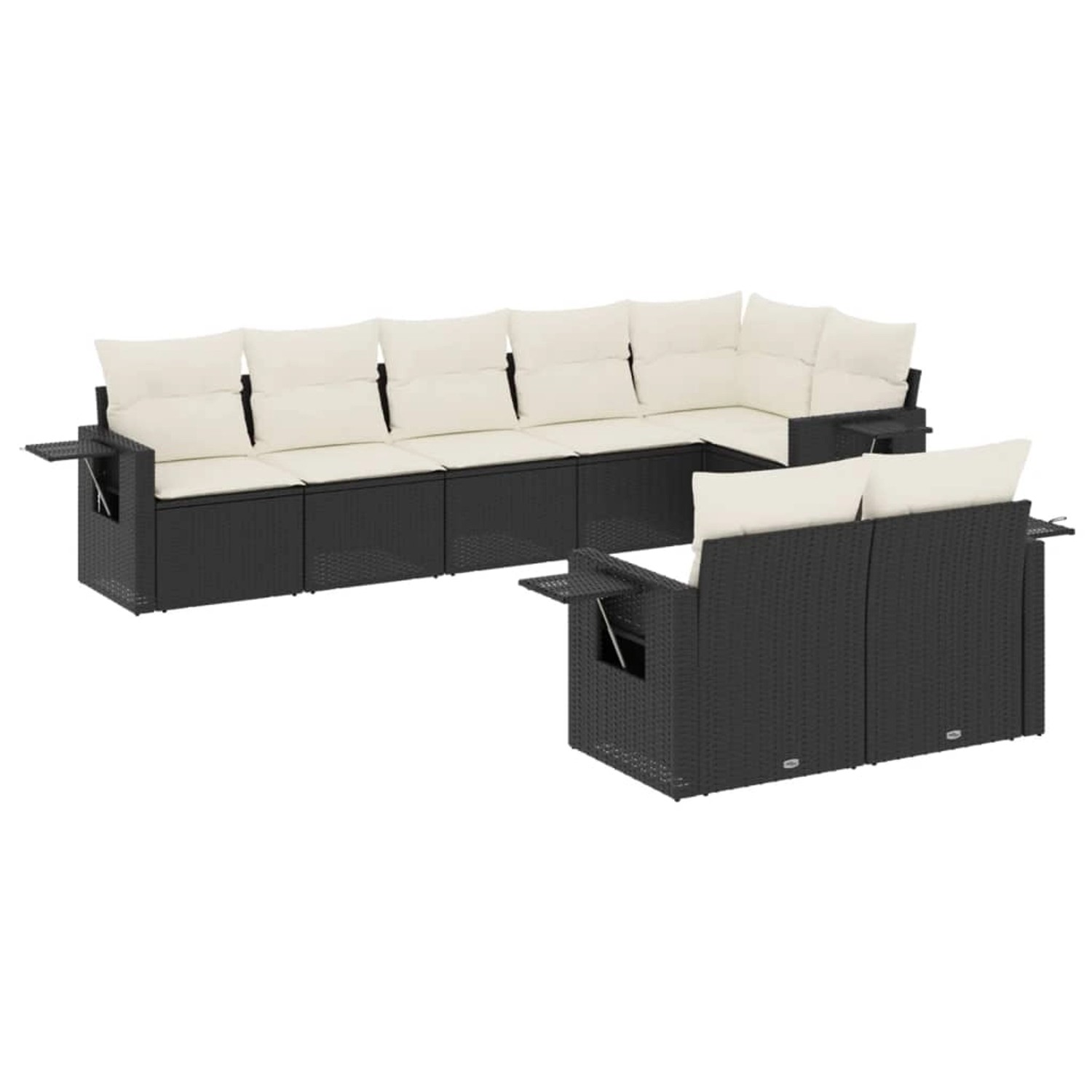 vidaXL 8-Tlg Garten-Sofagarnitur mit Kissen Schwarz Poly Rattan 3220415 günstig online kaufen