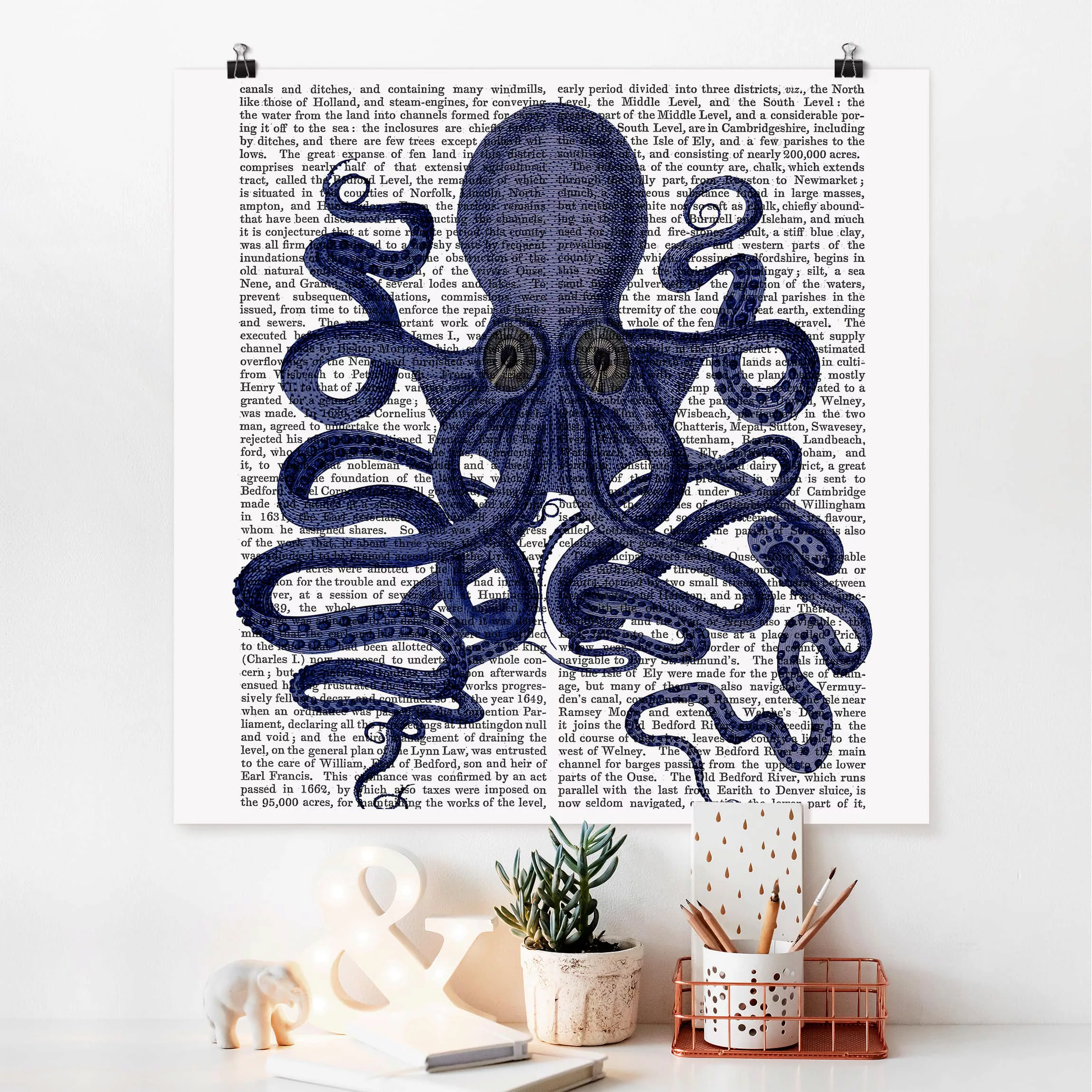 Poster Tiere - Quadrat Tierlektüre - Oktopus günstig online kaufen