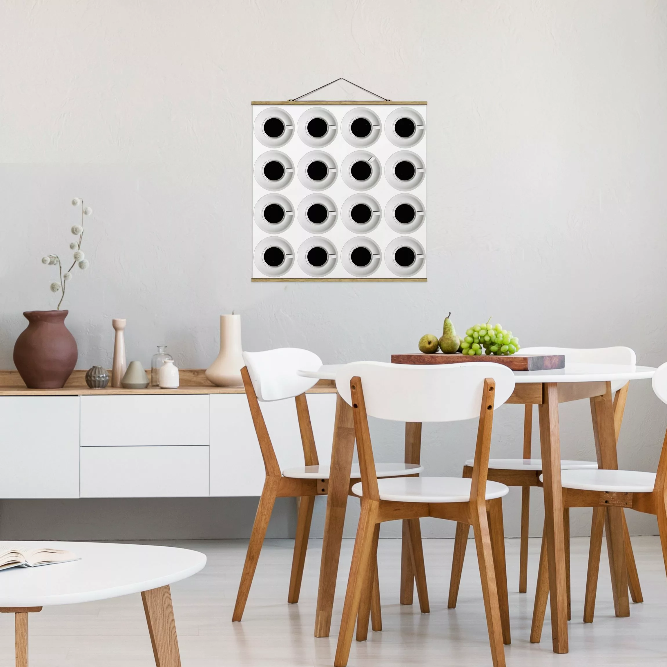 Stoffbild Küche mit Posterleisten - Quadrat Kaffeehaus günstig online kaufen