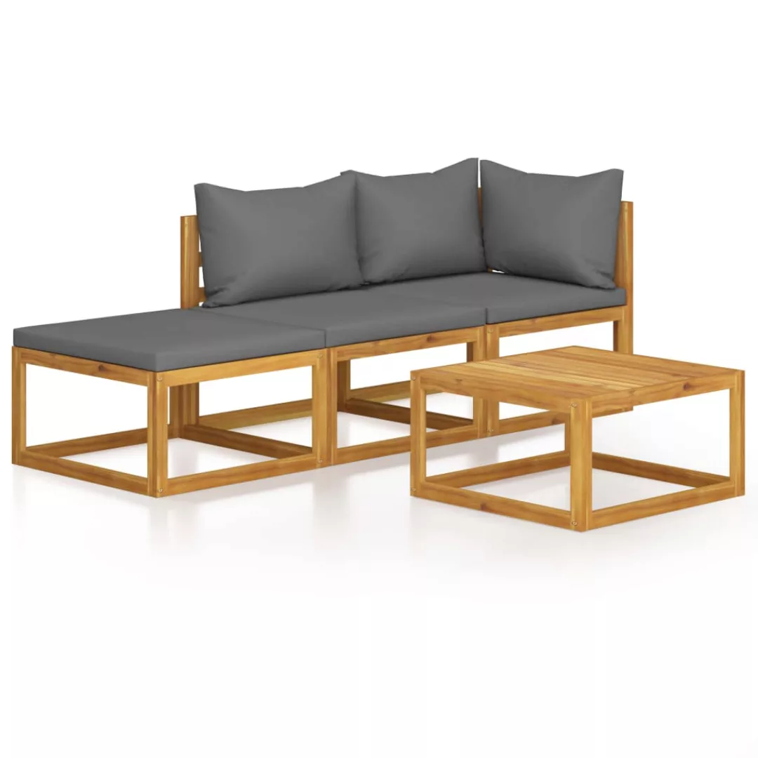 4-tlg. Garten-lounge-set Mit Auflagen Massivholz Akazie günstig online kaufen