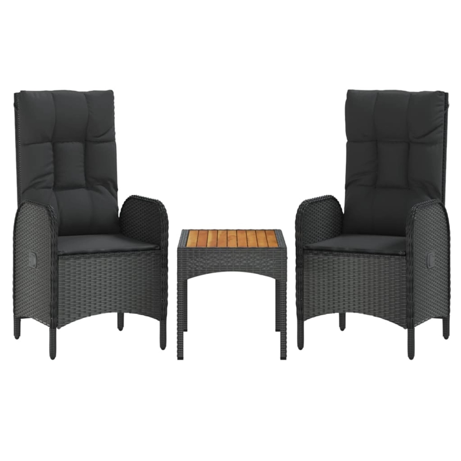 vidaXL 3-tlg Garten-Lounge-Set mit Kissen Schwarz Poly Rattan Modell 3 günstig online kaufen