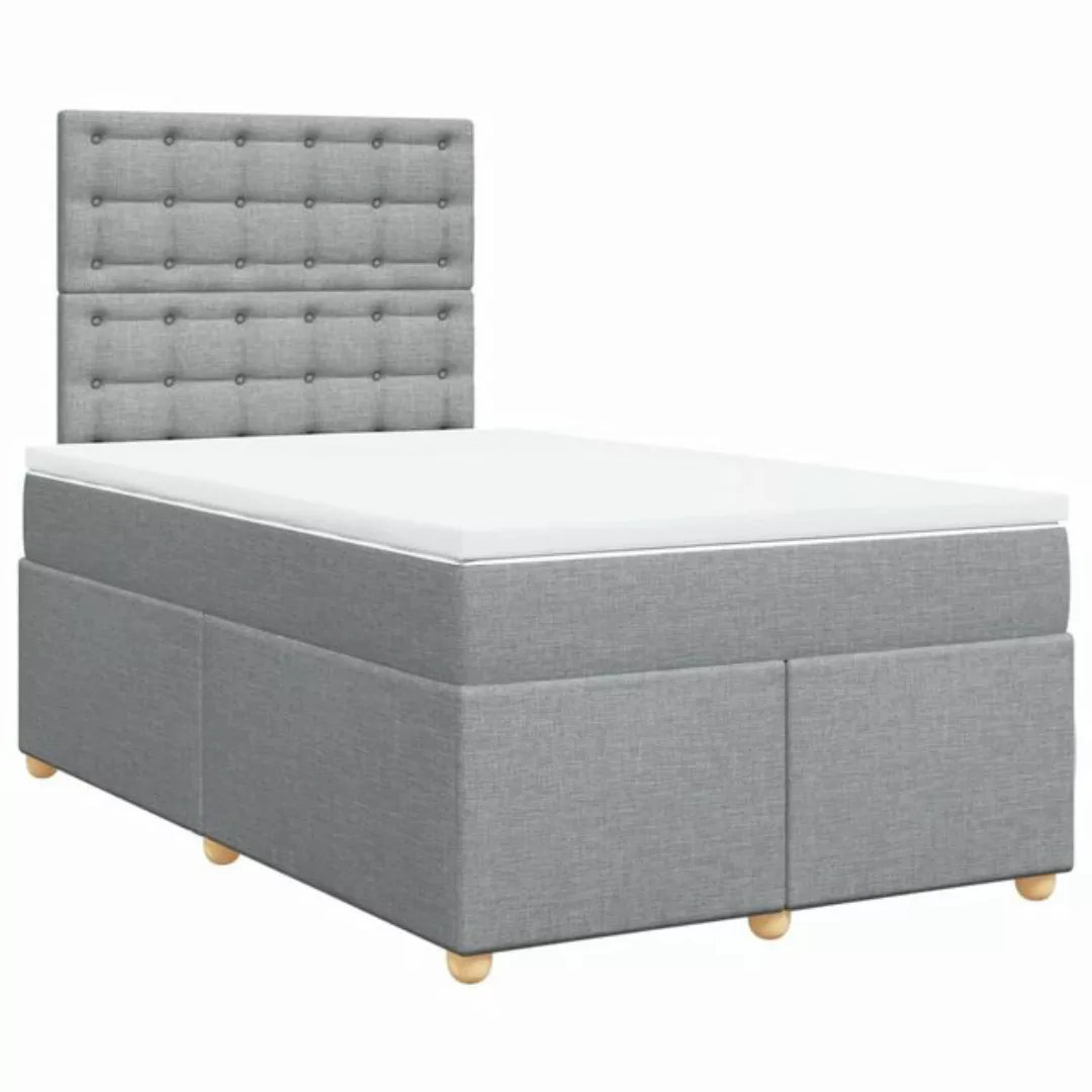 vidaXL Boxspringbett, Boxspringbett mit Matratze Hellgrau 120x190 cm Stoff günstig online kaufen