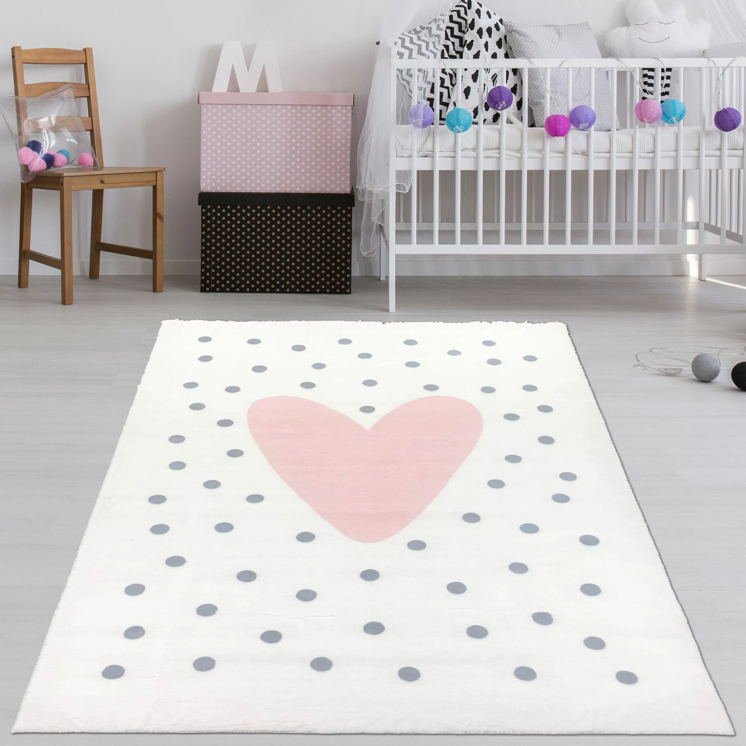 TeppichHome24 Teppich Weicher Kinderteppich mit Herzen günstig online kaufen