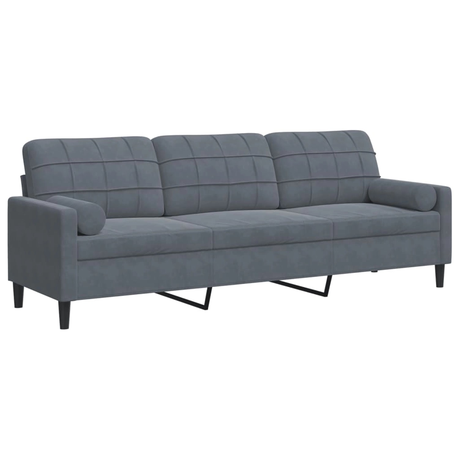 vidaXL Sofa 3-Sitzer mit Zierkissen Dunkelgrau 210 cm Samt 2158431 günstig online kaufen