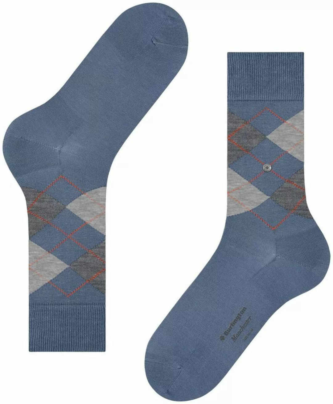Burlington Manchester Socken Kariert Blau 6274 - Größe 40-46 günstig online kaufen