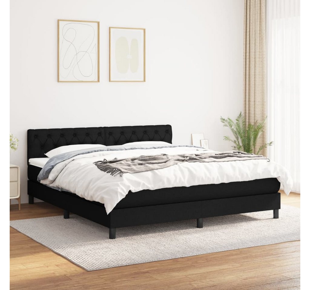 vidaXL Boxspringbett Boxspringbett mit Matratze Schwarz 160x200 cm Stoff Be günstig online kaufen