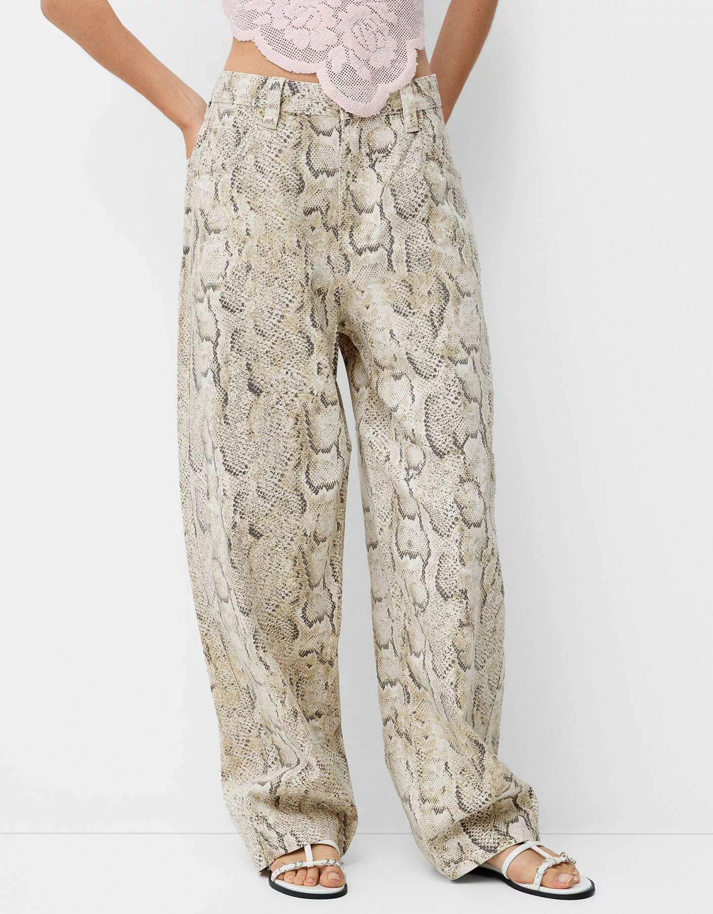 Bershka Workwear-Hose Mit Animalprint Damen 42 Kombiniert günstig online kaufen