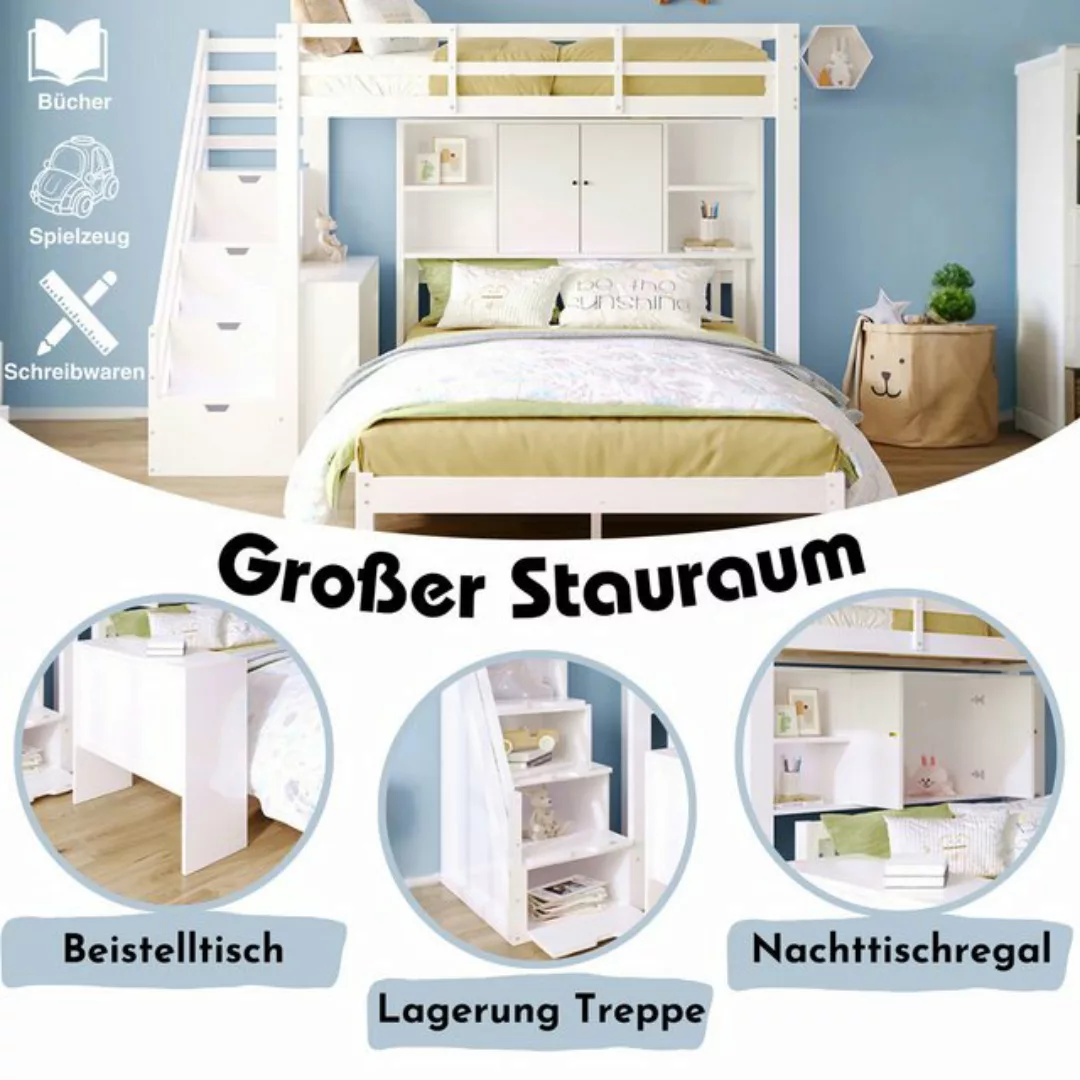 HAUSS SPLOE Etagenbett 90/140x200cm mit Aufbewahrungstreppe, Beistelltisch, günstig online kaufen