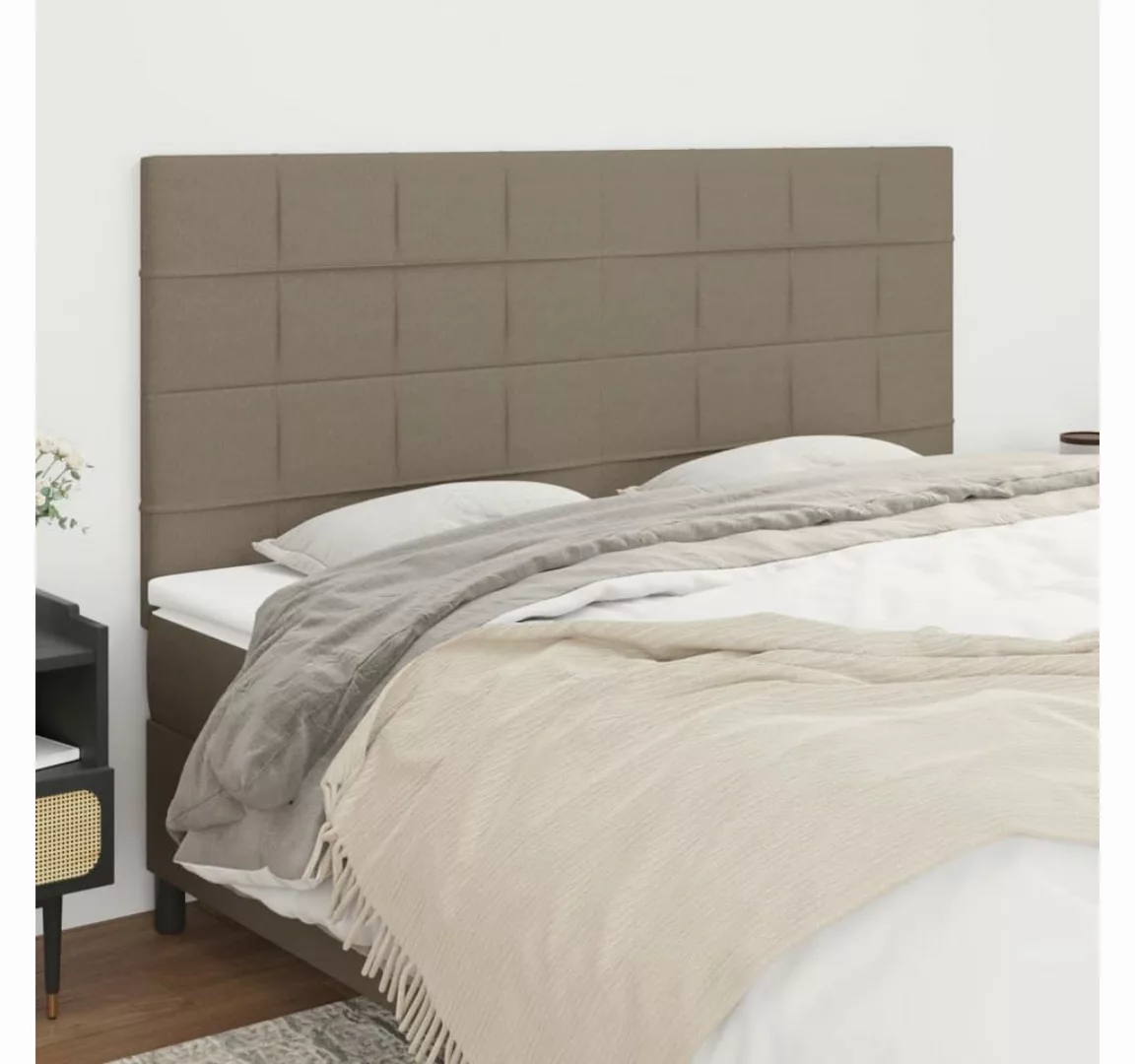 vidaXL Bett, Kopfteile 4 Stk. Taupe 90x5x78/88 cm Stoff günstig online kaufen