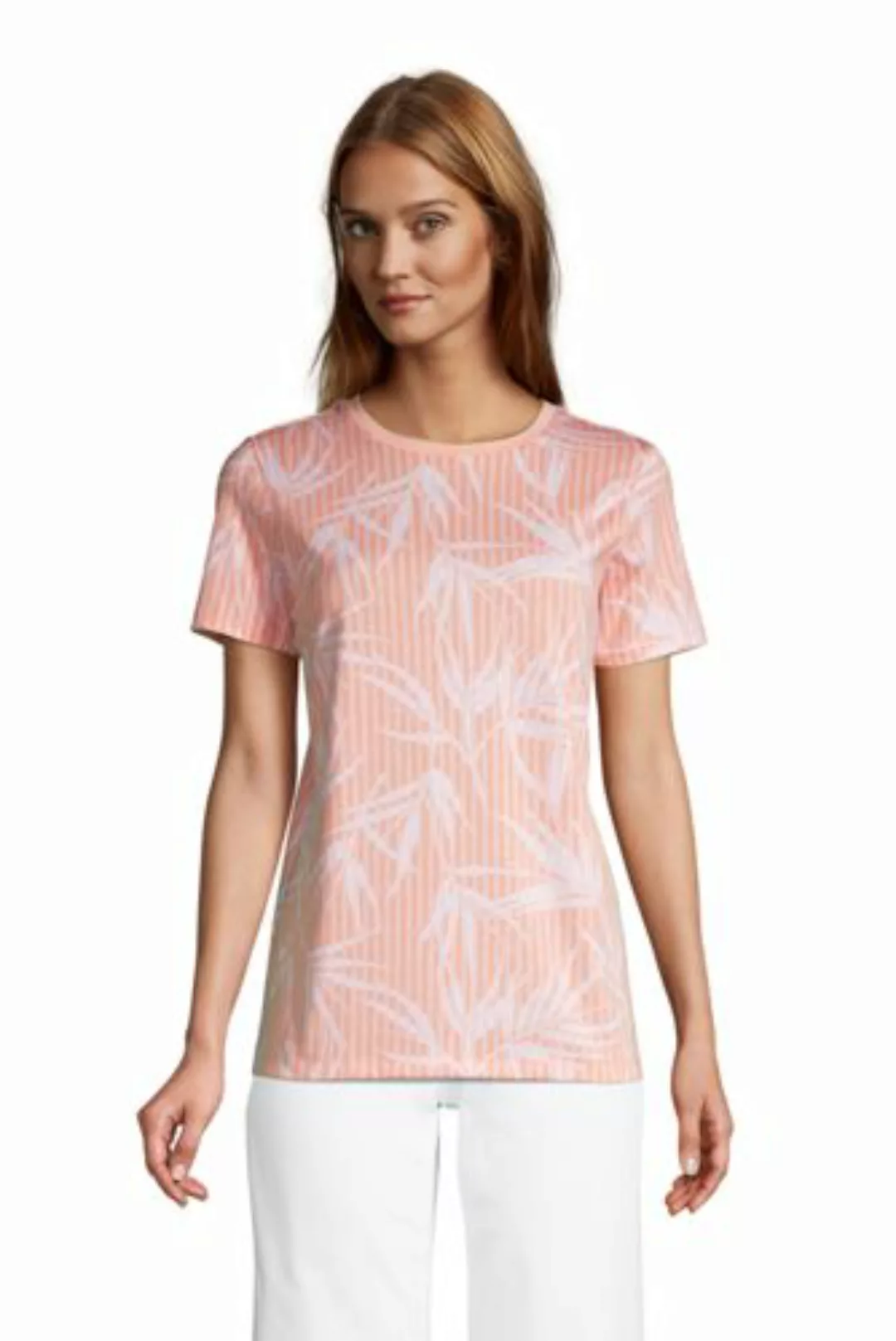 Supima Kurzarm-Shirt mit rundem Ausschnitt, Damen, Größe: XS Normal, Orange günstig online kaufen