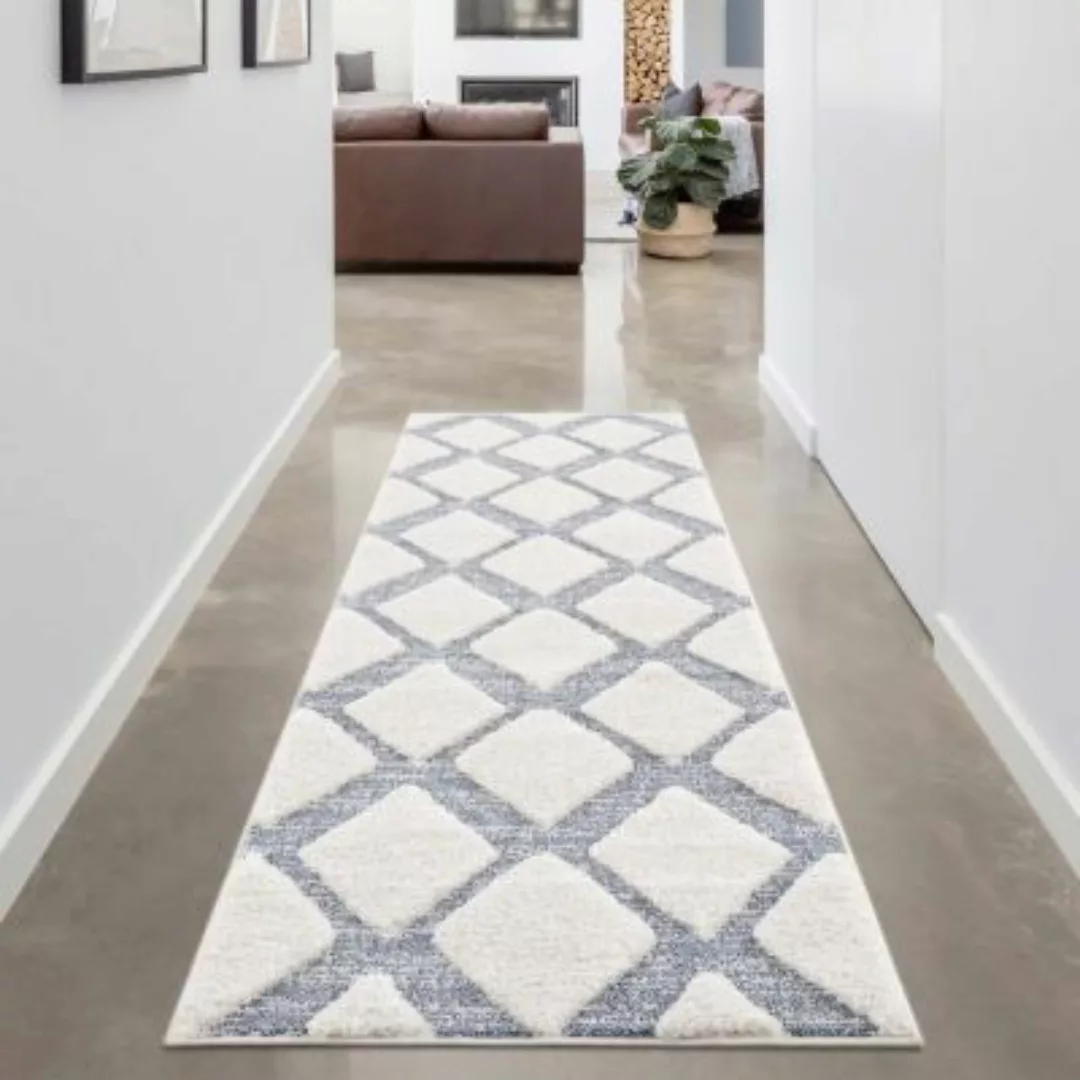 Carpet City Hochflor-Teppich »Focus 4499«, rund, besonders weich, Rauten-Op günstig online kaufen