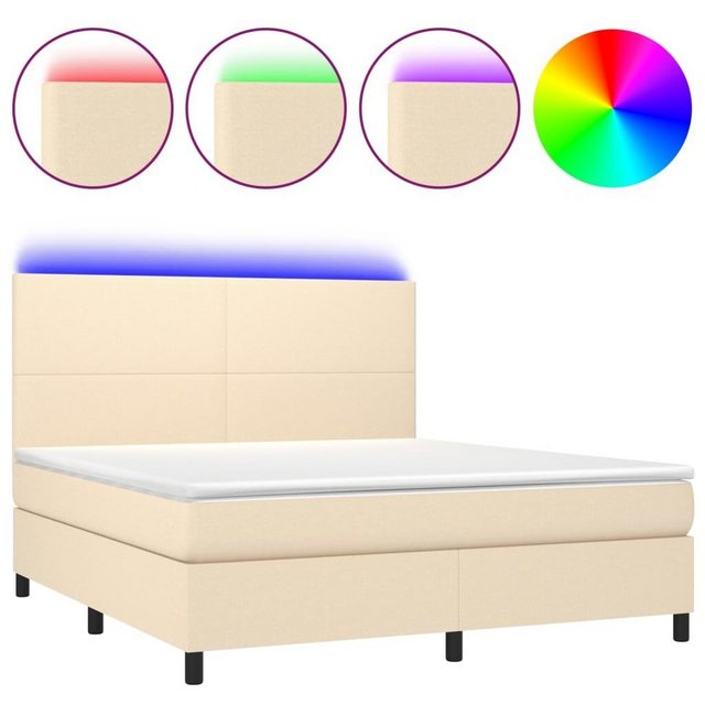 vidaXL Boxspringbett Boxspringbett mit Matratze LED Creme 160x200 cm Stoff günstig online kaufen