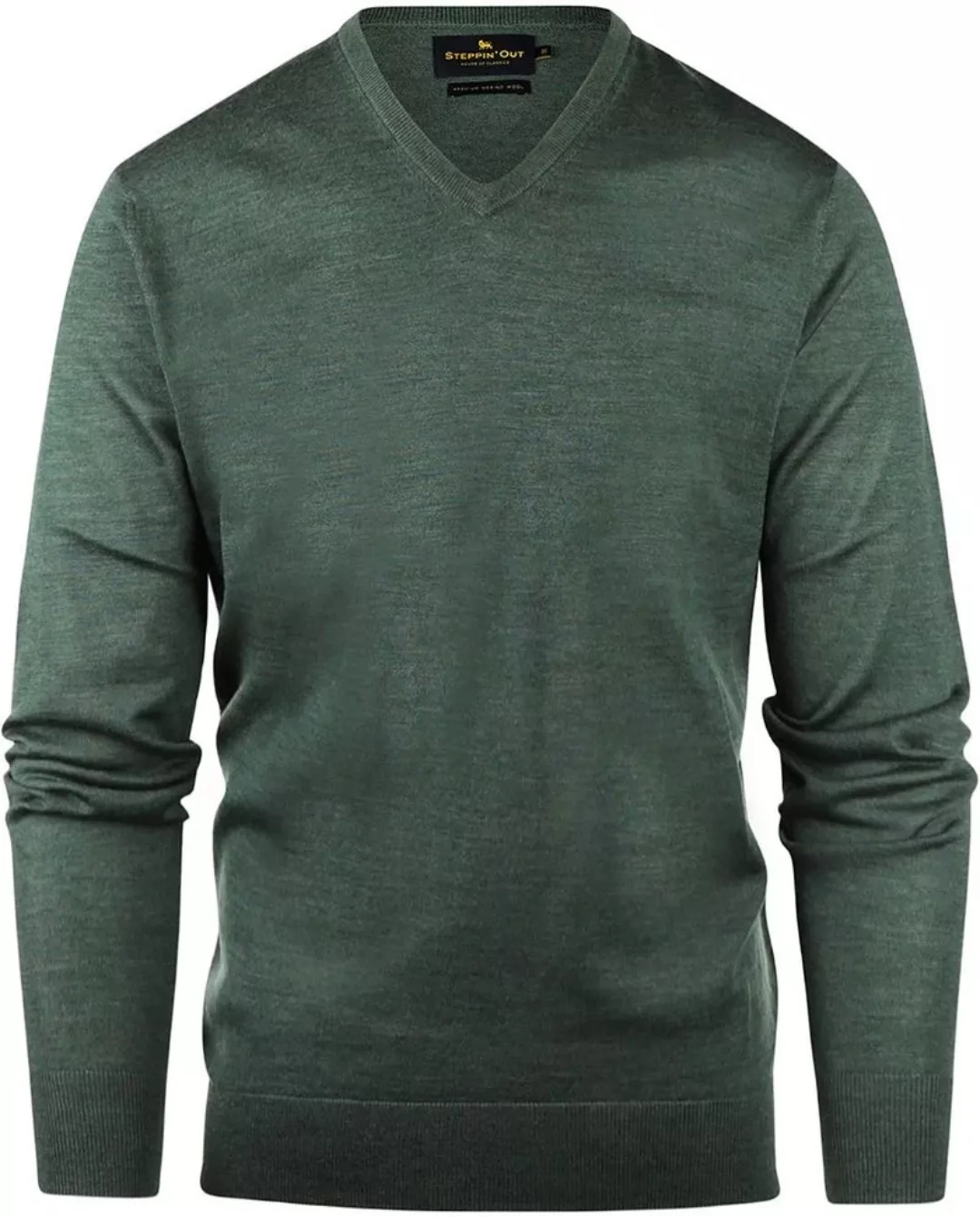 Steppin' Out Pullover V-Ausschnitt Merinowolle Sage Grün - Größe XL günstig online kaufen