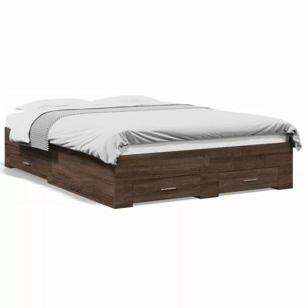 vidaXL Bett Bettgestell mit Schubladen Grau Sonoma 120x190 cm Holzwerkstoff günstig online kaufen