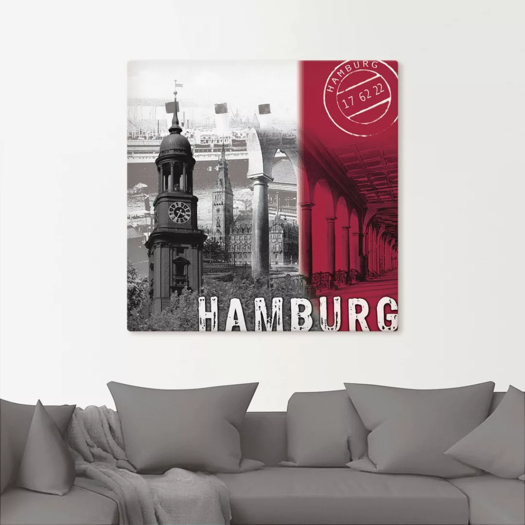Artland Wandbild »Hamburg_ bordeauxrot«, Deutschland, (1 St.), als Leinwand günstig online kaufen