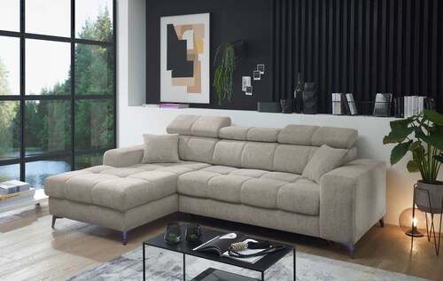 ED EXCITING DESIGN Ecksofa "Sydney L-Form", mit Bettfunktion, Bettkasten, K günstig online kaufen